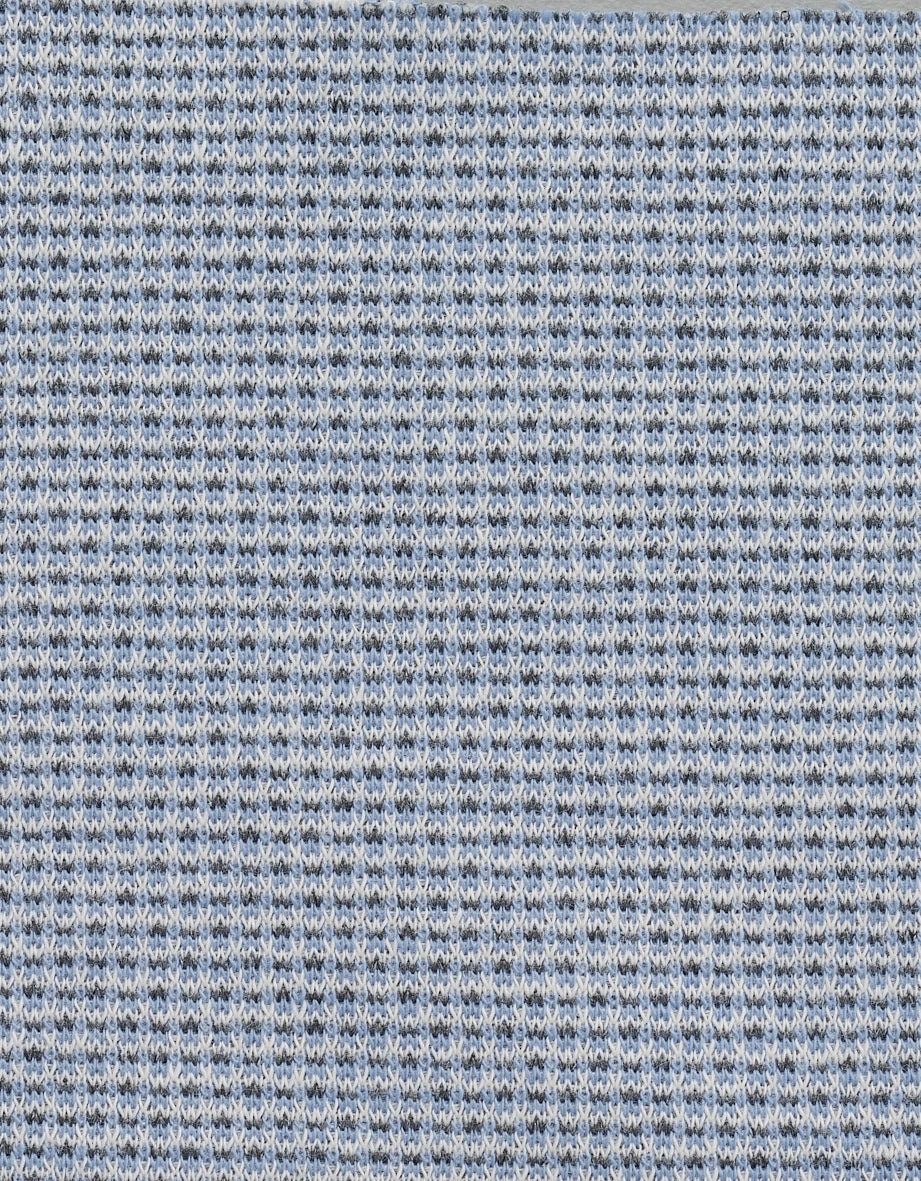 Blauer Strickstoff mit feinem Muster, Detailaufnahme, ideal für bugatti Pullover oder Jacken.