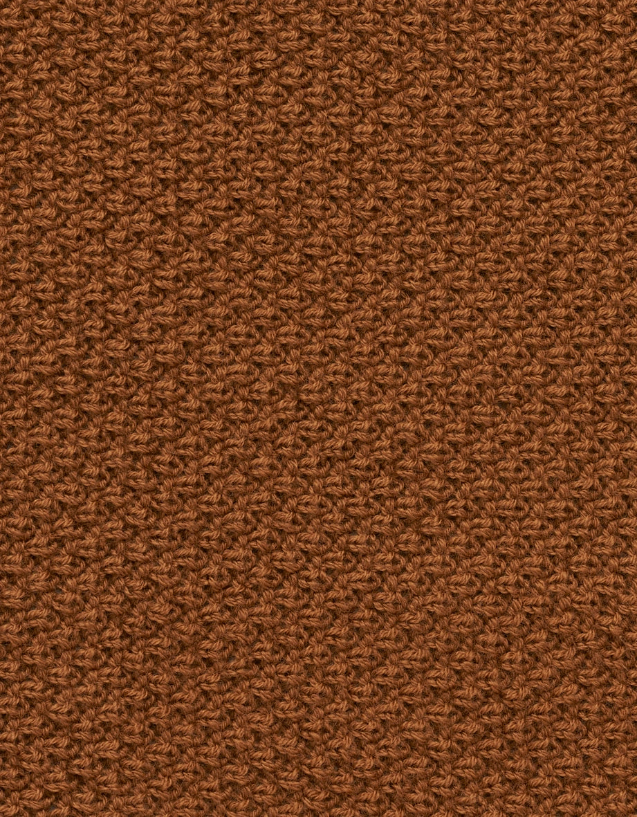 Braunes Strickmuster, grobmaschig, Textildetail für bugatti Modekollektion.