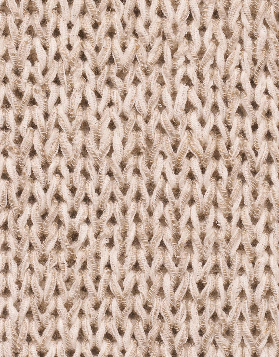 Beige Strickstoff mit grobem Muster, Detailansicht, hochwertige Textur von bugatti.