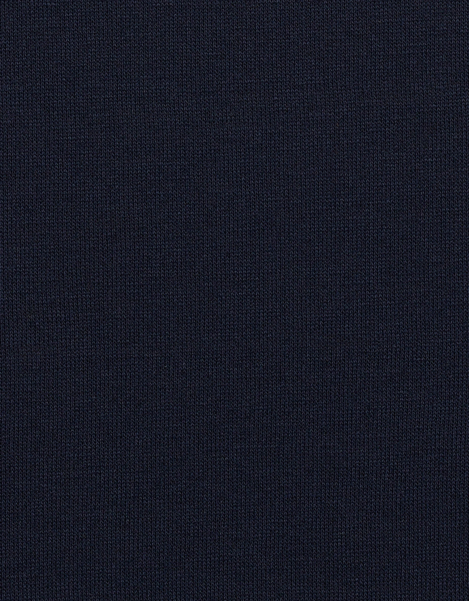 Dunkelblauer Strickstoff, Nahaufnahme, Texturdetail.