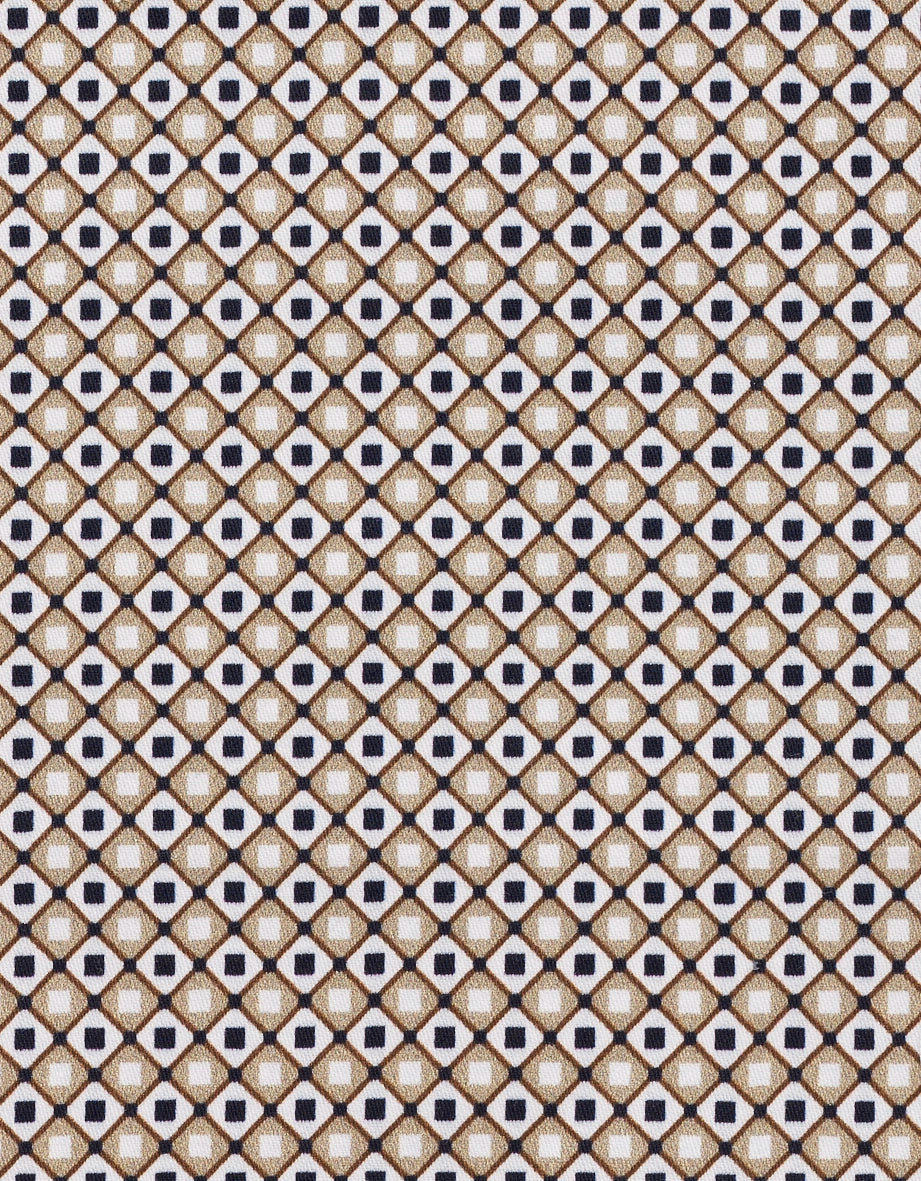 Geometrisches Muster in Braun und Weiß, Stoffdesign von bugatti.