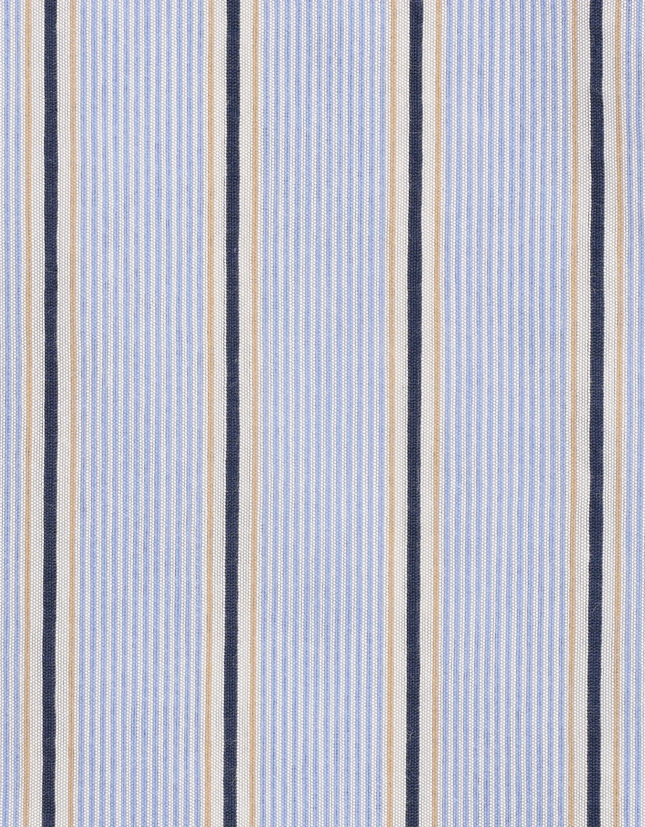 Stoffmuster mit blauen, beige und schwarzen Streifen, ideal für bugatti Hemden.
