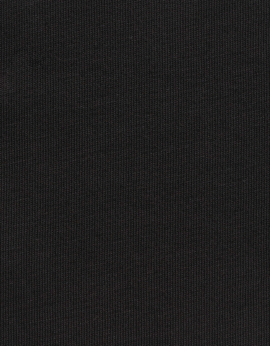 Schwarzer Stoff mit feiner, gerippter Textur, Detailaufnahme.