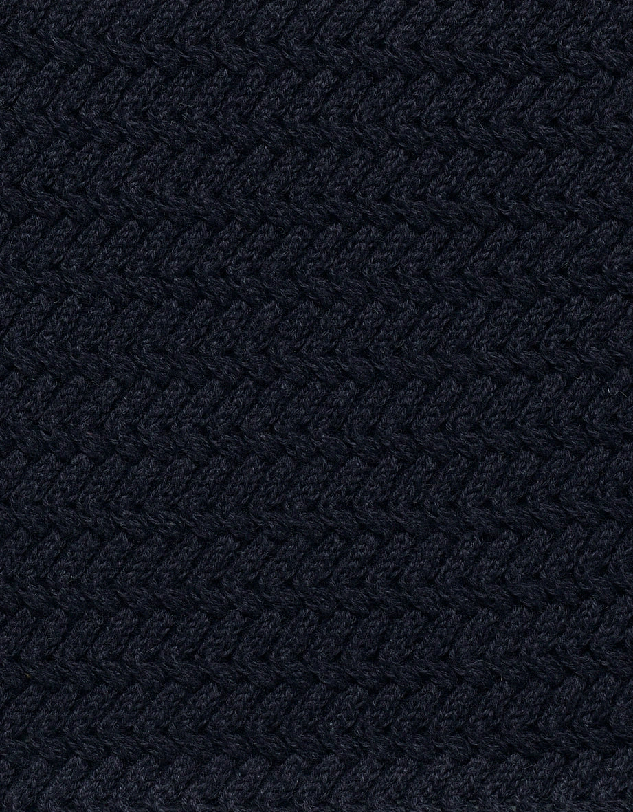 Dunkelblauer Zickzack-Strickstoff von bugatti, elegantes Design, Detailansicht.