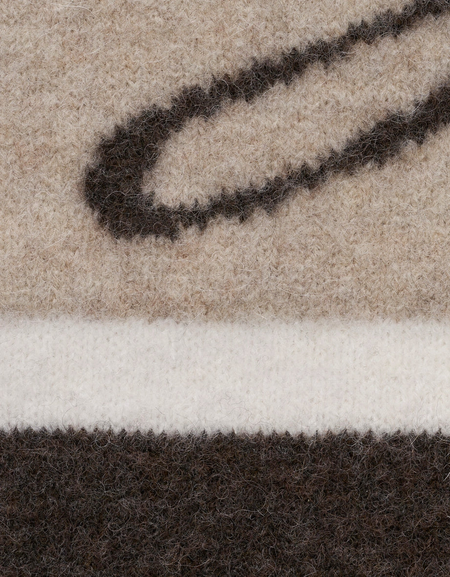 Strickmuster in Beige, Weiß und Braun von bugatti, Detailansicht, weiche Textur.