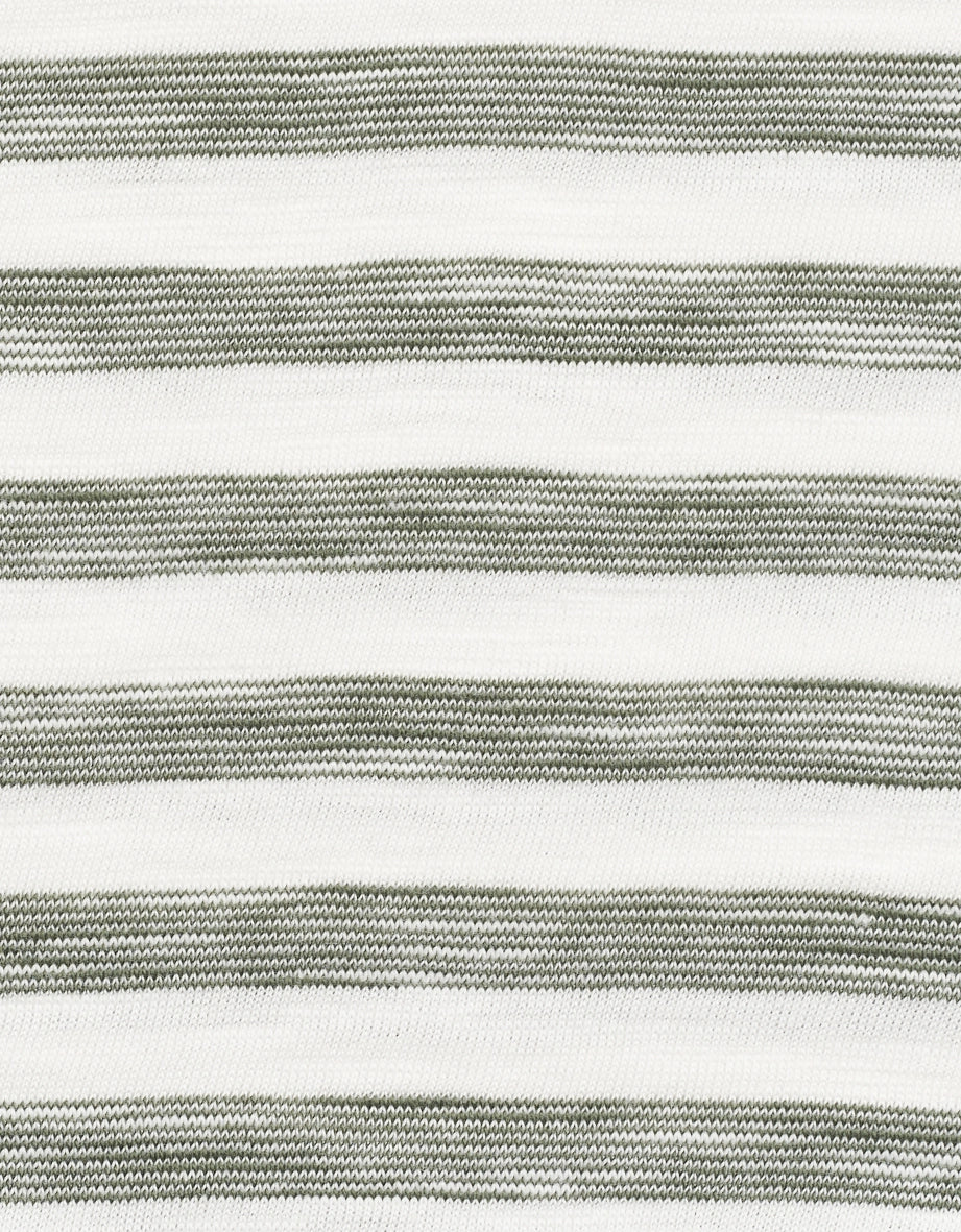 Grey-white striped fabric by bugatti, detail view.