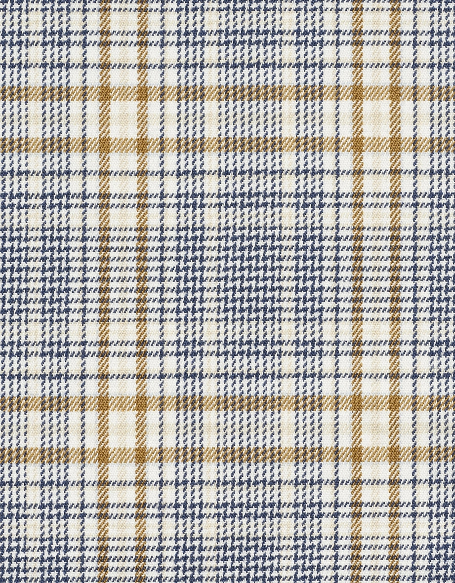 Geruite blauw-beige stof, perfect voor stijlvolle bugatti outfits.