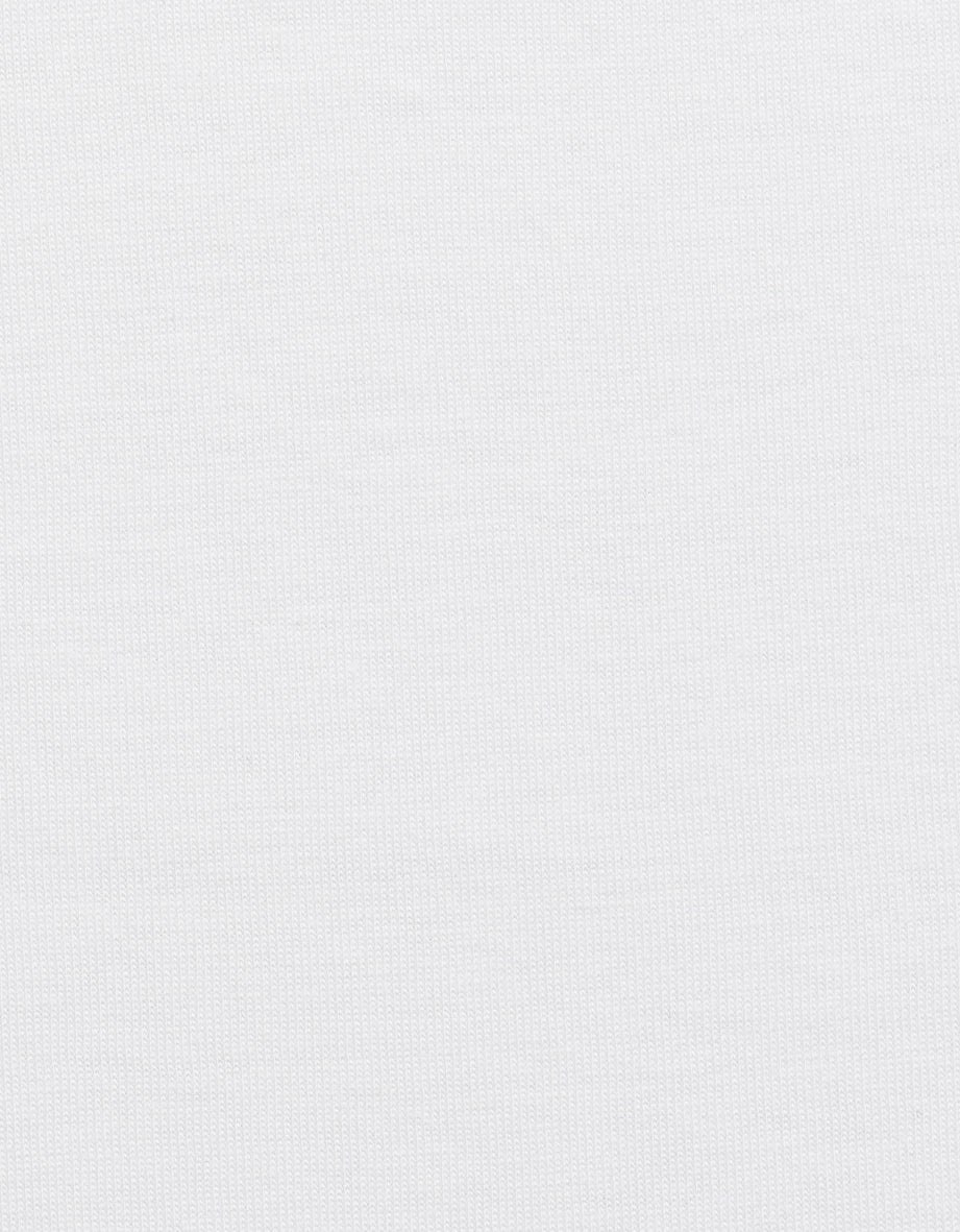 White fabric with fine texture, ideal for elegant bugatti outfits. Bust view.