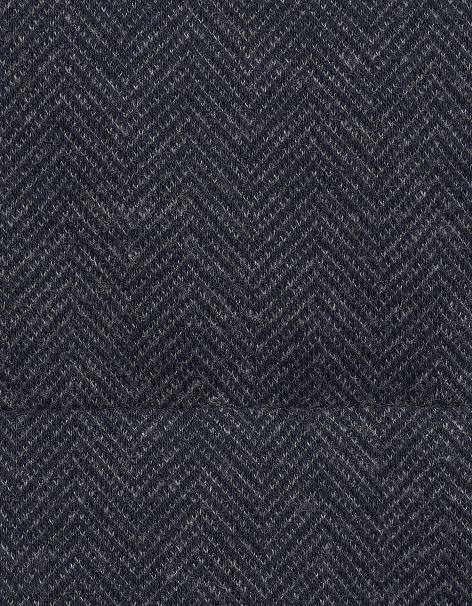 Graues Fischgrätenmuster, Texturansicht, Stoffdetails von bugatti.