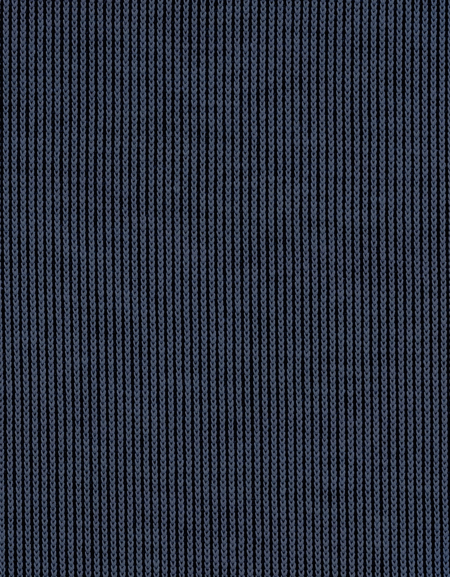 Dunkelblauer Stoff mit feinem Rippmuster, Detailaufnahme.