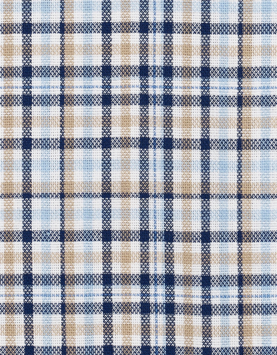 Karierter Stoff in Blau, Weiß und Beige von bugatti.