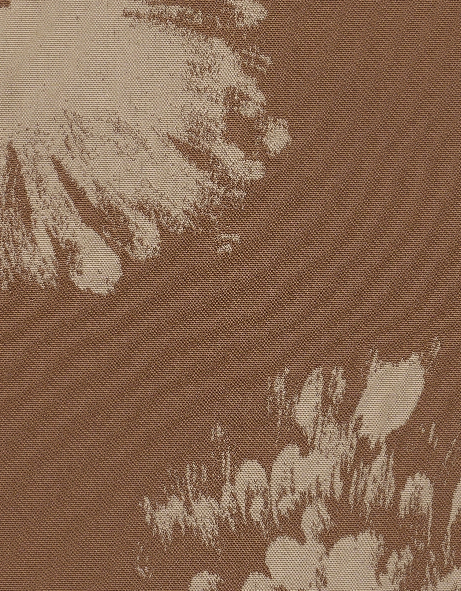 Braun-beige gemustertes Textildesign, florales Muster, strukturiertes Gewebe.