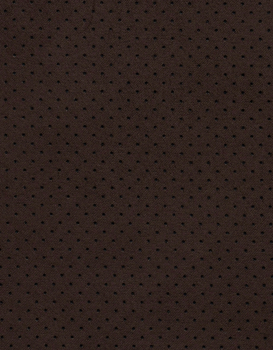 Brauner Stoff mit feinem, schwarzem Punktmuster, Texturansicht, bugatti Stil.