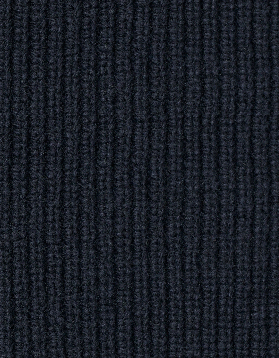 Dark blue ribbed fabric close-up, texture detail for bugatti product.