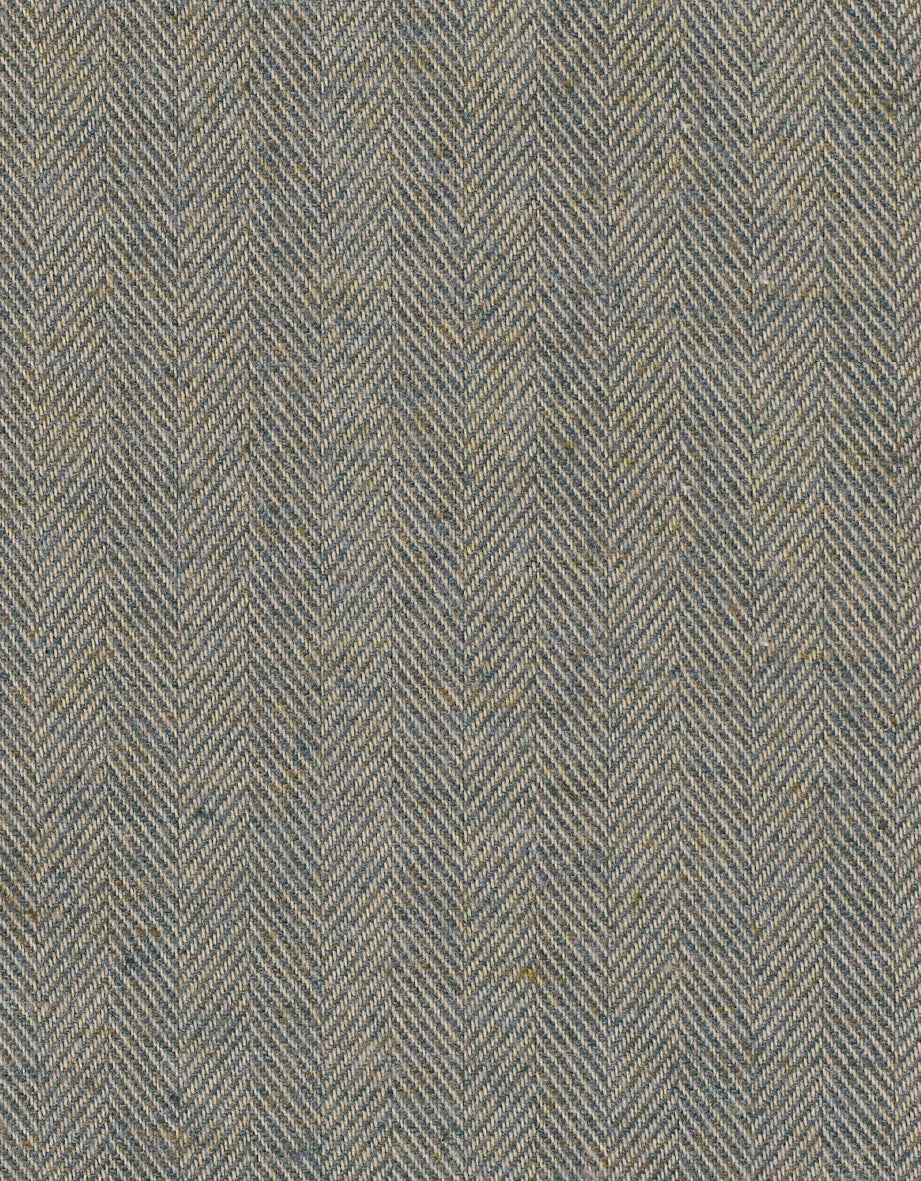 Herringbone pattern in blue and beige, fabric texture, detailed view.