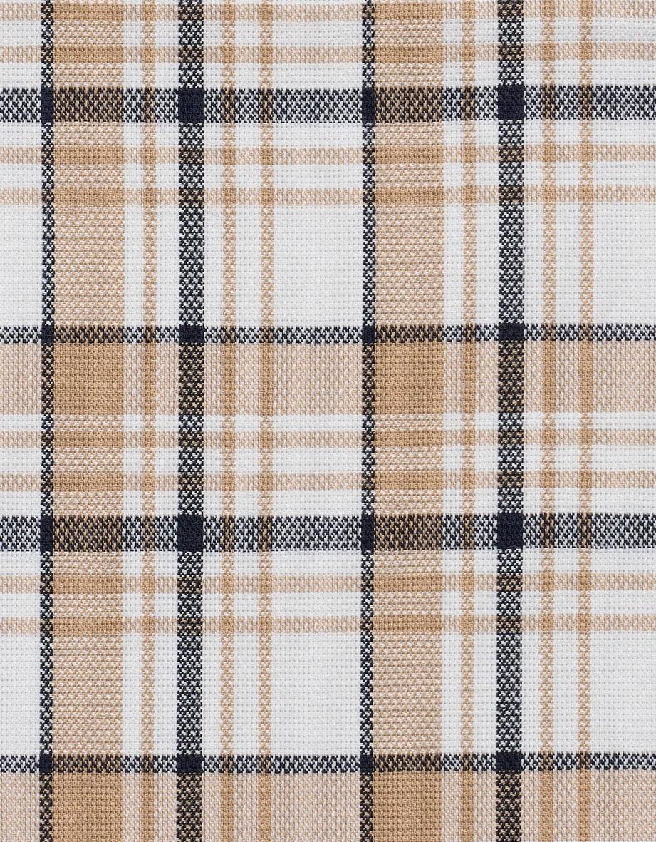 Checked pattern in beige, white, and black, elegant bugatti style, fabric detail.