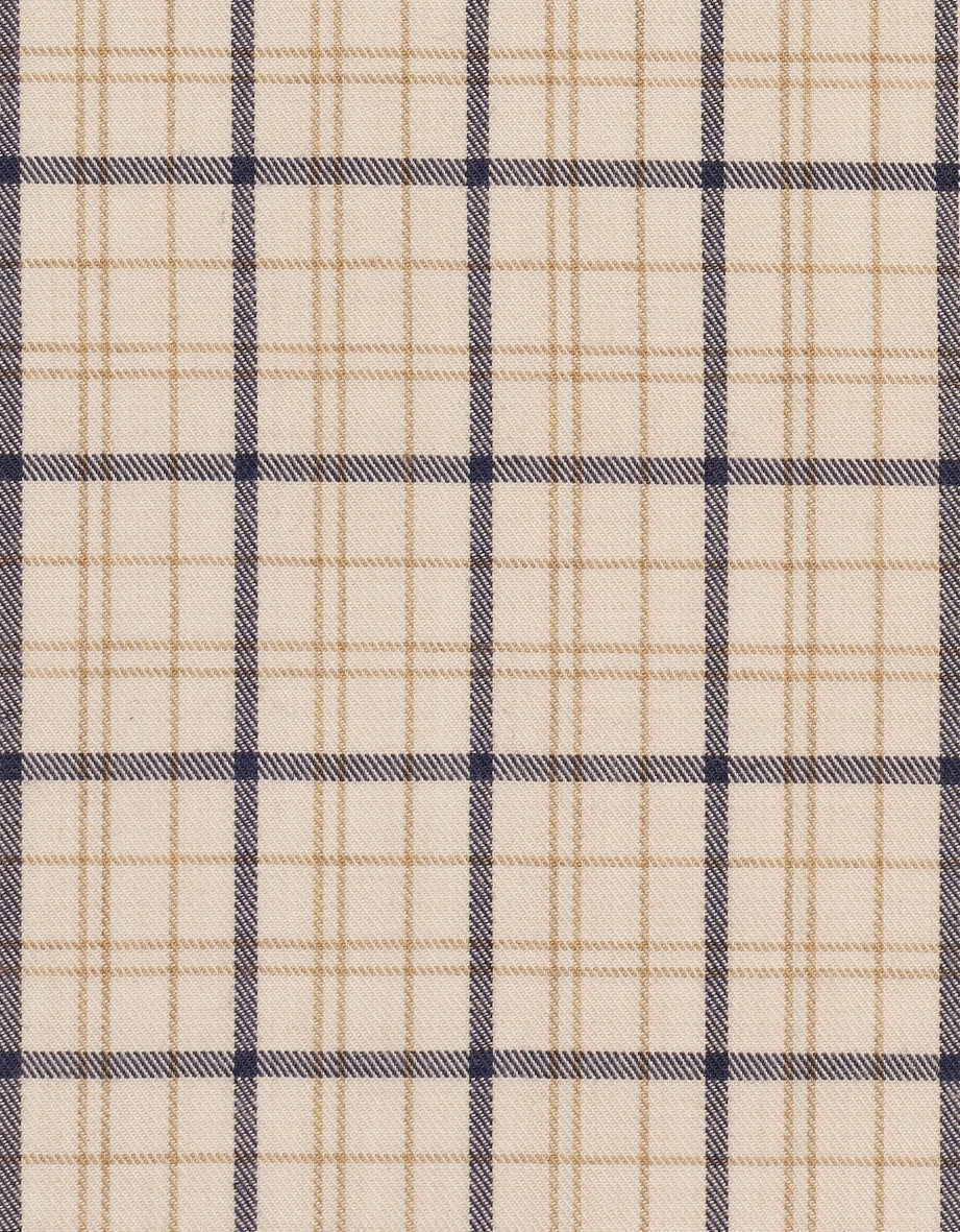 Beige plaid fabric with blue and beige lines by bugatti.