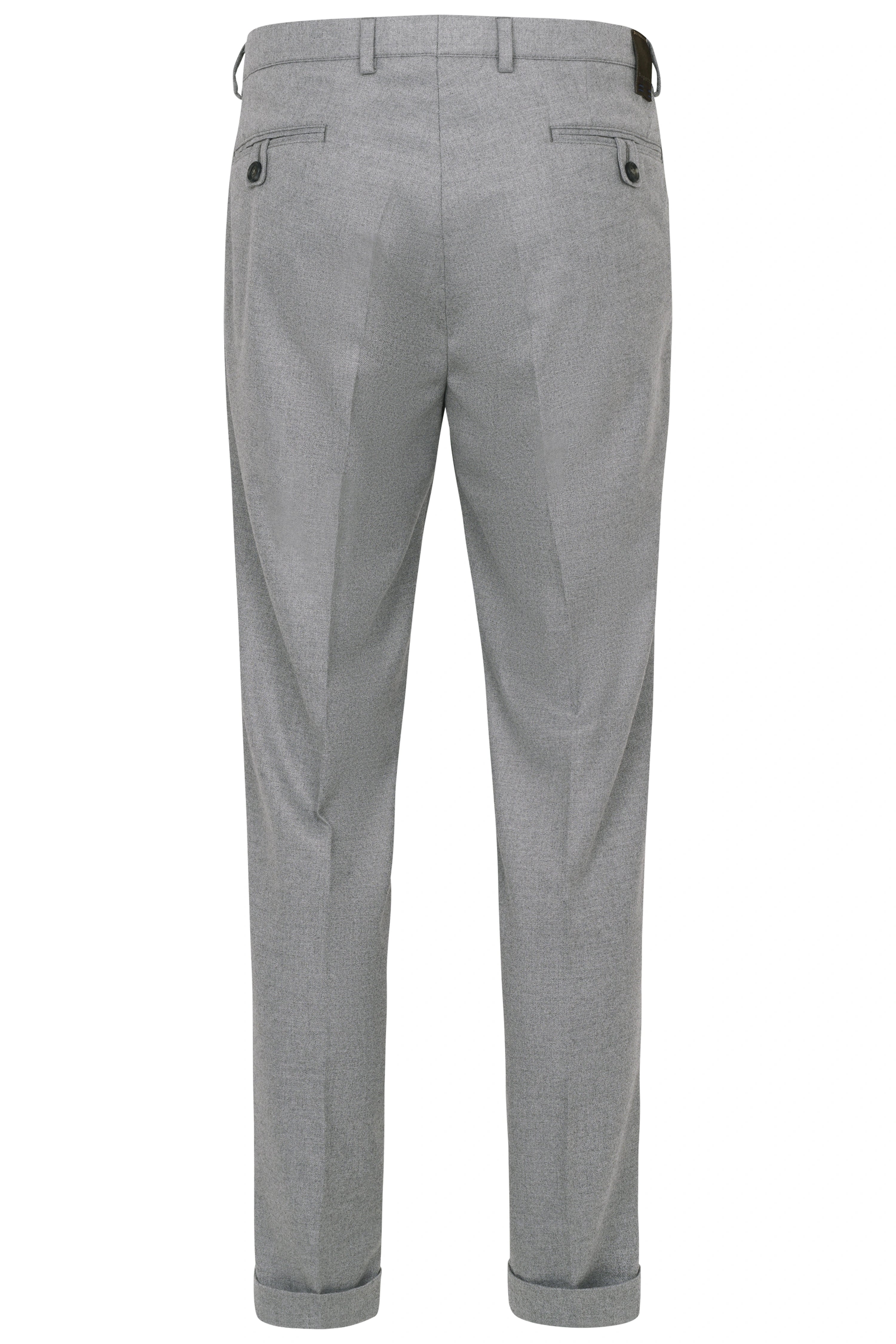 Grey bugatti suit trousers, bust shot, elegant style, timeless beauty, wrinkle-free.