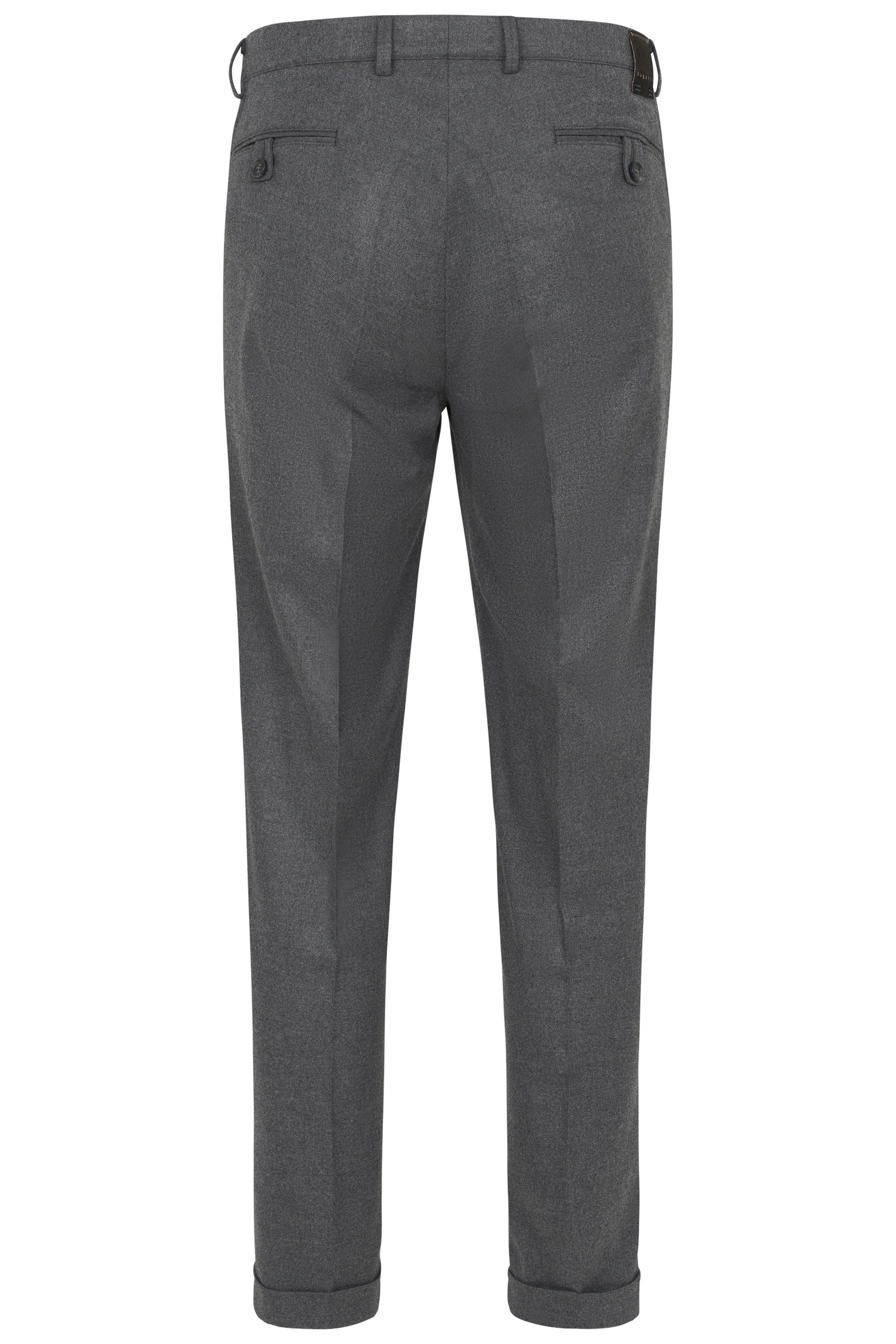 Grey bugatti trousers, casual bust image, classic elegance, premium material.