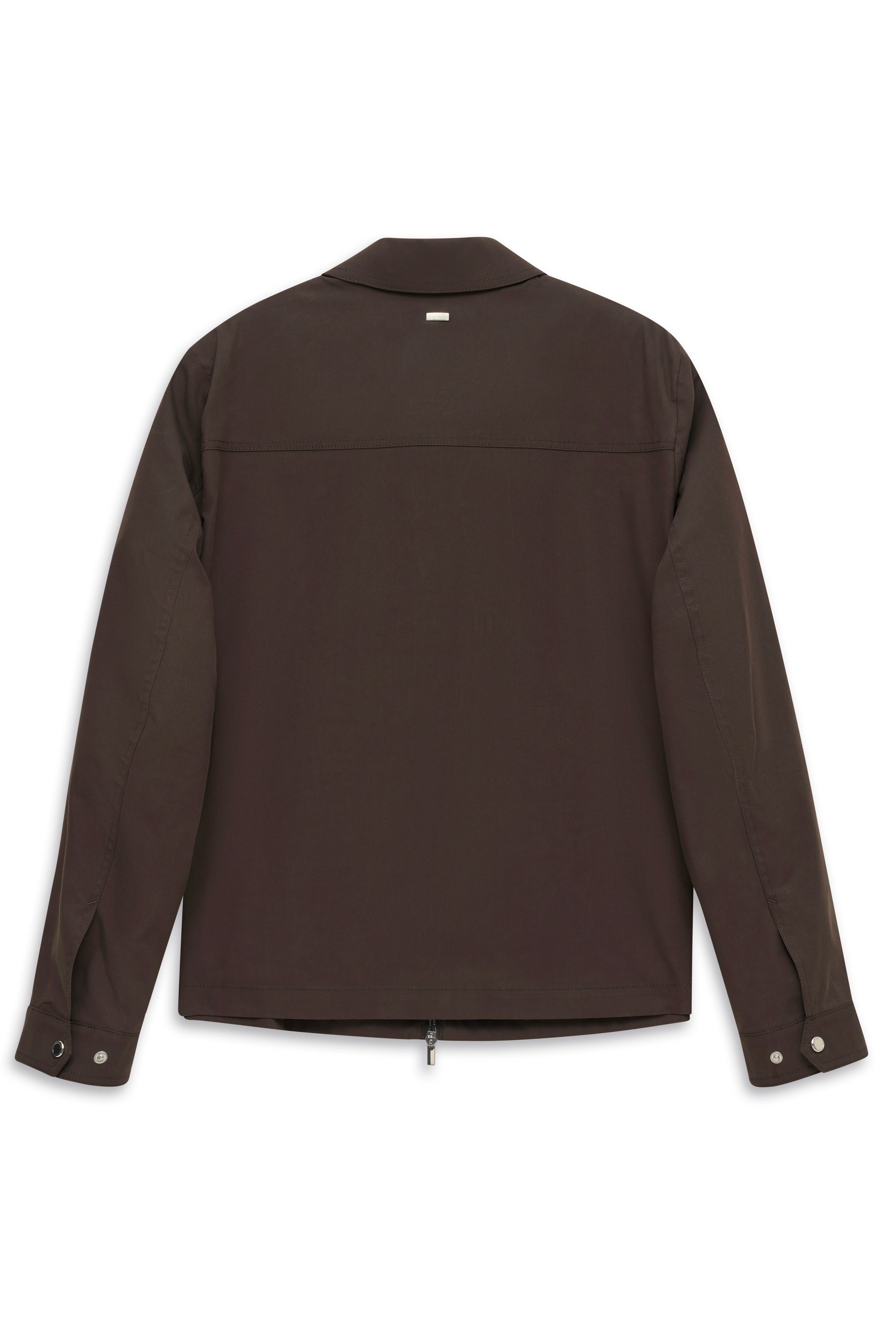 Braune bugatti Jacke, Rückenansicht, legeres Design, hochwertige Verarbeitung.