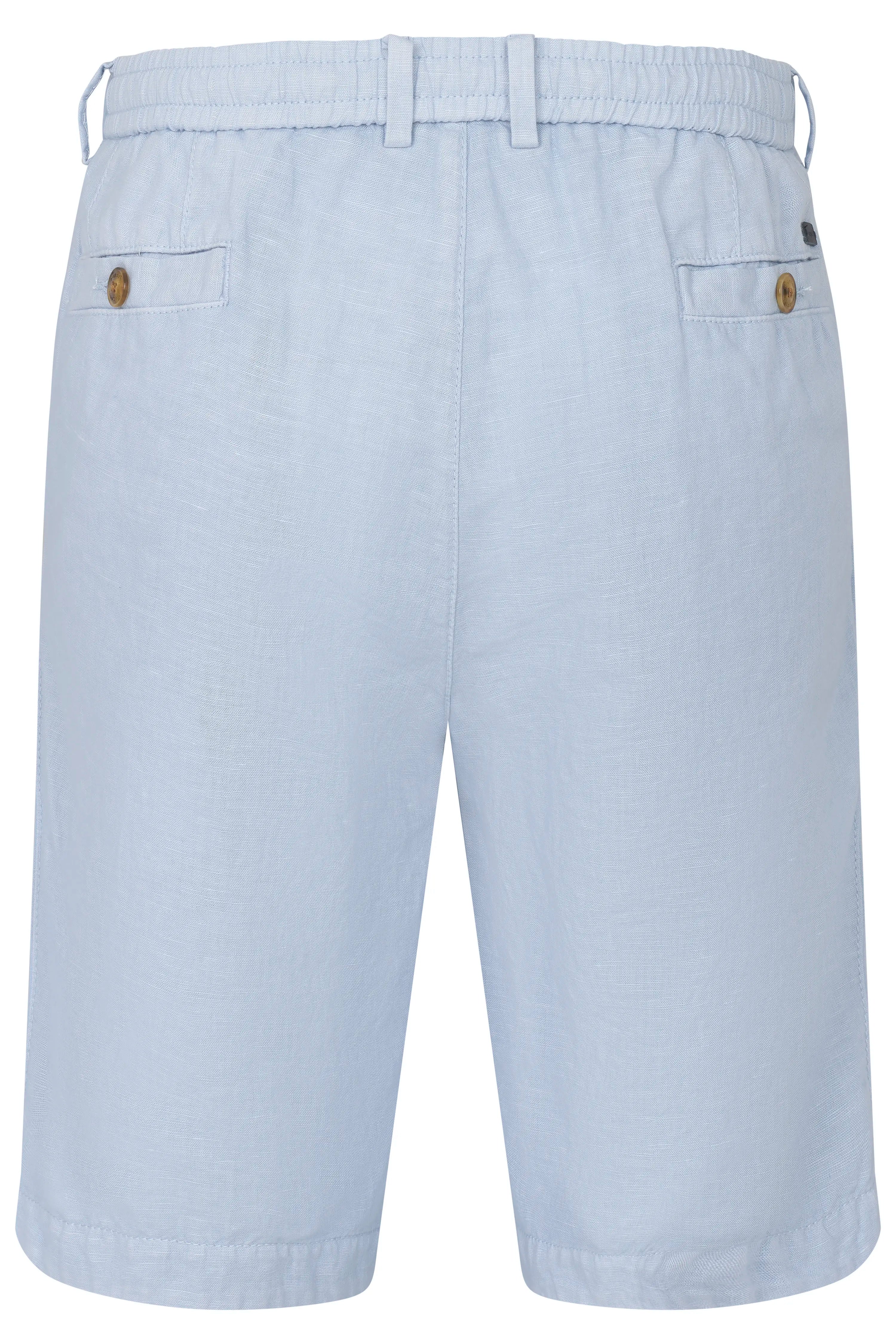 Light linen shorts with drawstring, bust view, bugatti style and comfort.