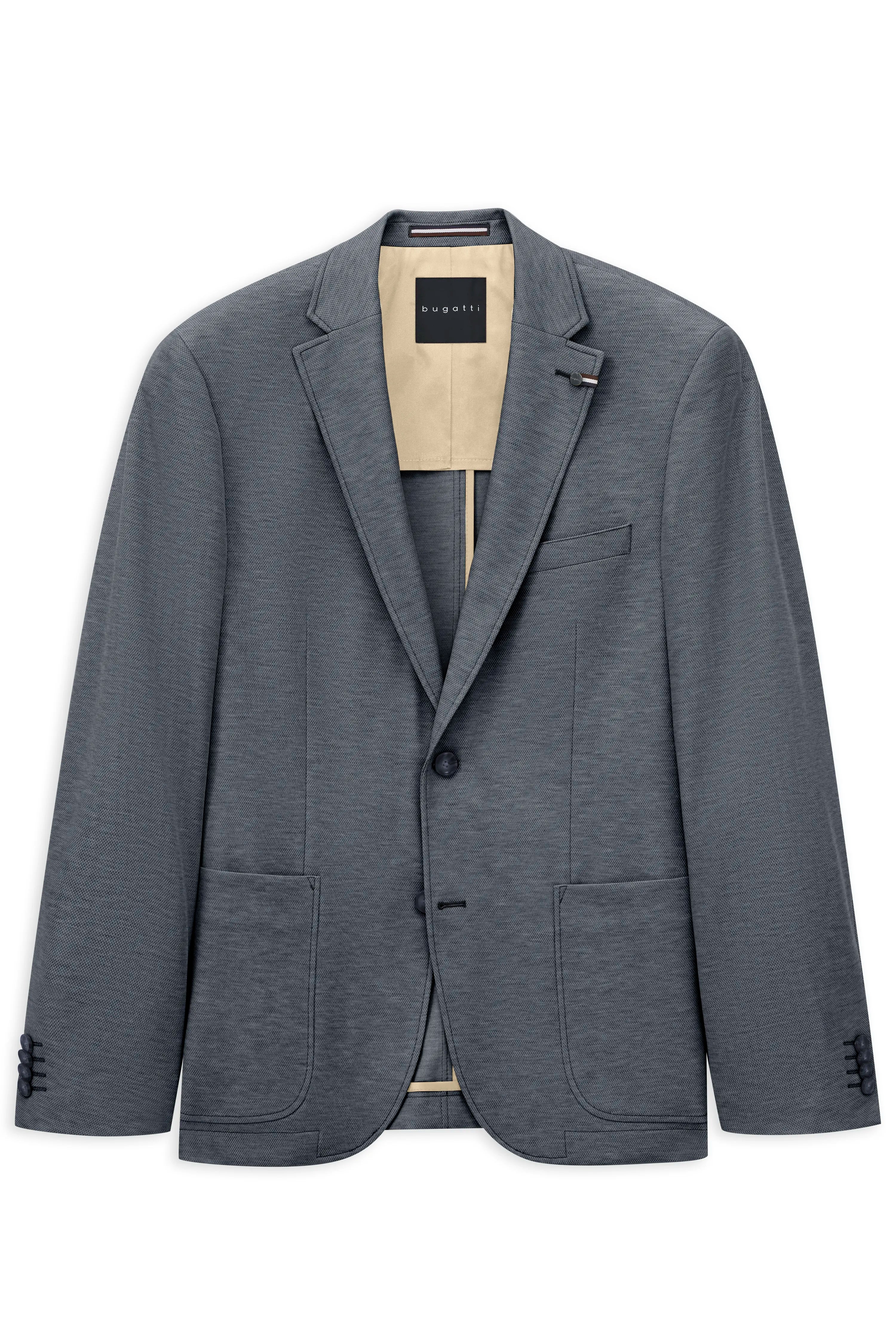 bugatti Sakko in Grau, Büstenbild, modernes Design, zeitlose Eleganz und hochwertige Verarbeitung.