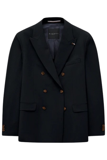 TEST Zweireihiges Sakko mit Spitzrevers und strukturierter Oberfläche in marine (Kopie)