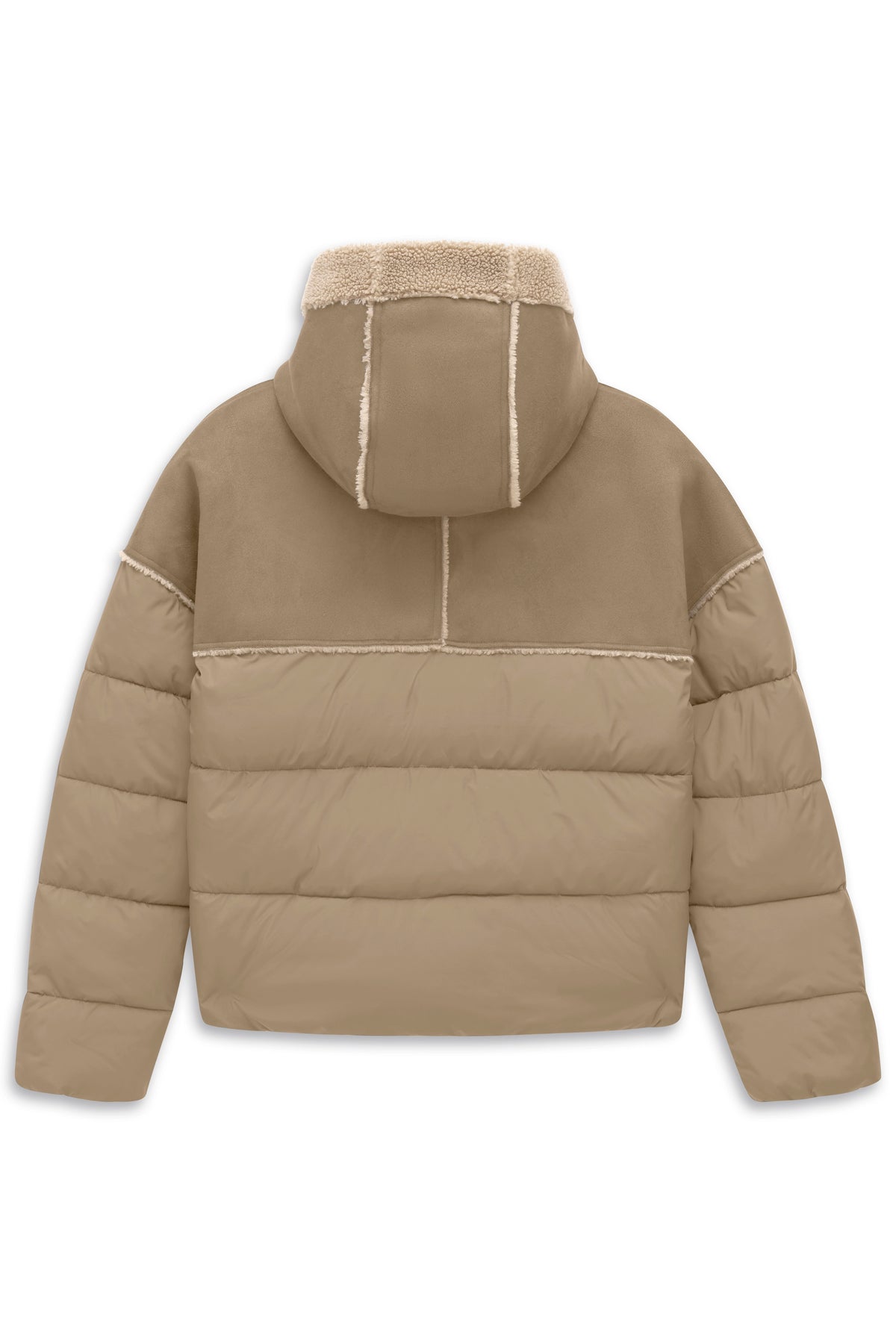 Beige bugatti Steppjacke mit Teddyfutter, Büstenbild.