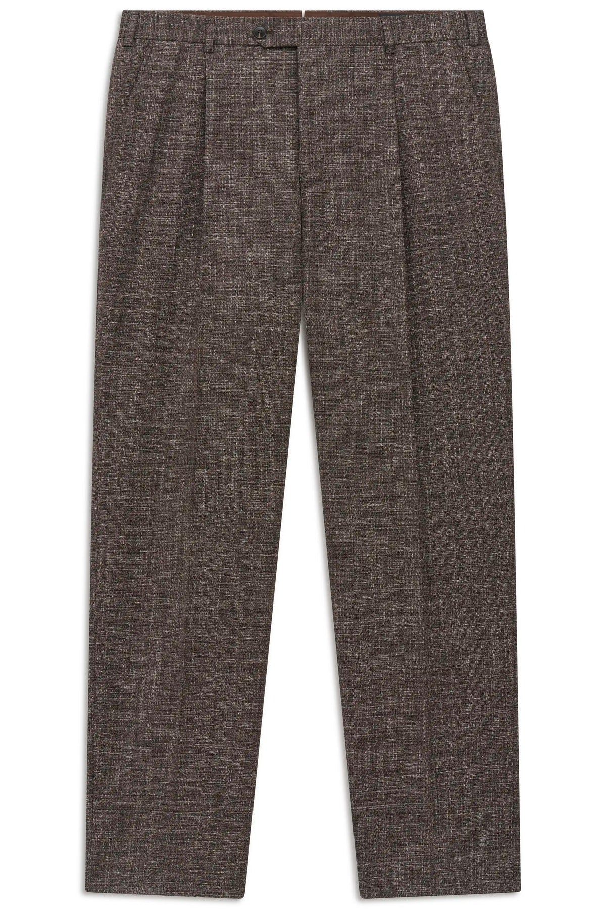 Graue bugatti Hose mit feinem Muster, Büstenbild, edler Stil und hochwertige Verarbeitung.
