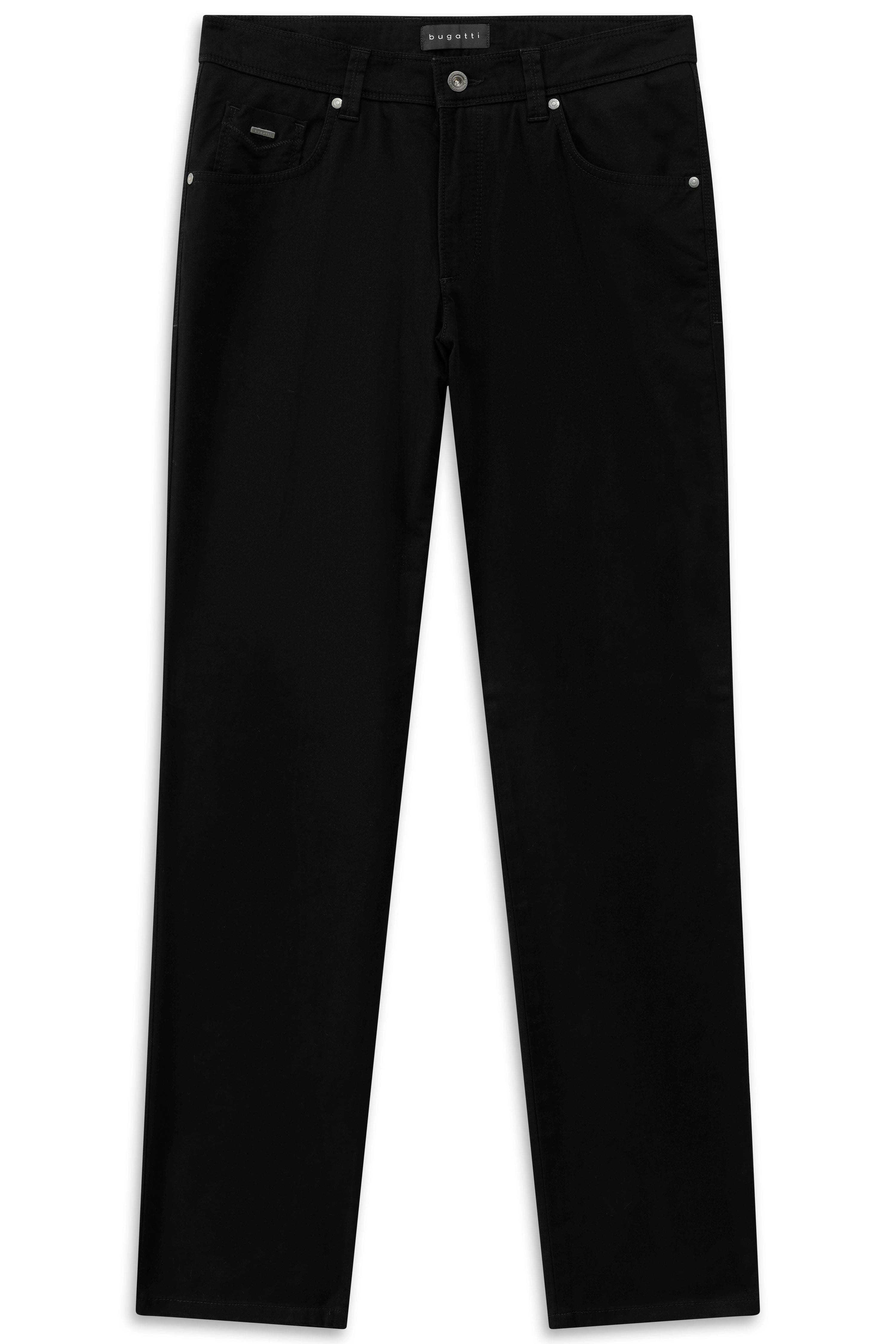 Schwarze bugatti Hose, legeres Büstenbild, klassisches Design.