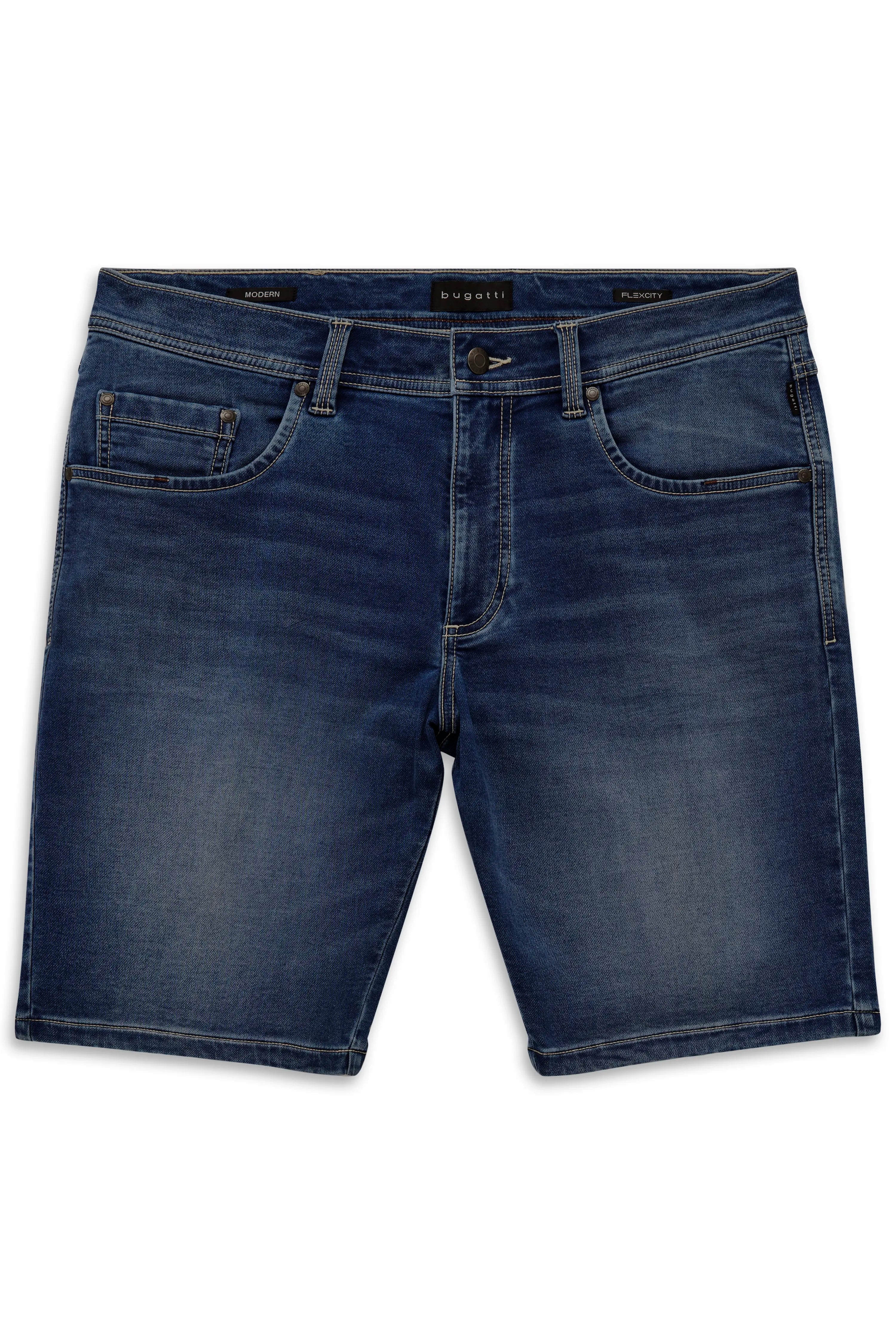 bugatti Jeansshorts in dunklem Denim, Büstenbild, stilvoll und zeitlos.