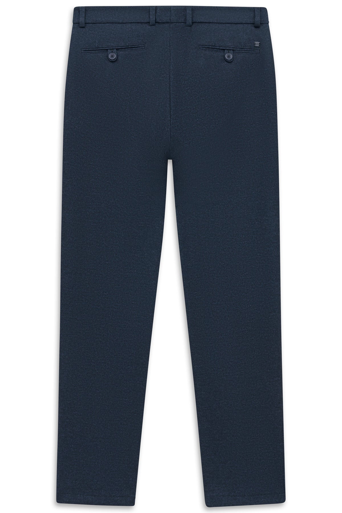 Navy blaue bugatti Anzughose, Rückansicht, Büstenbild, klassische Eleganz und zeitlose Schönheit.