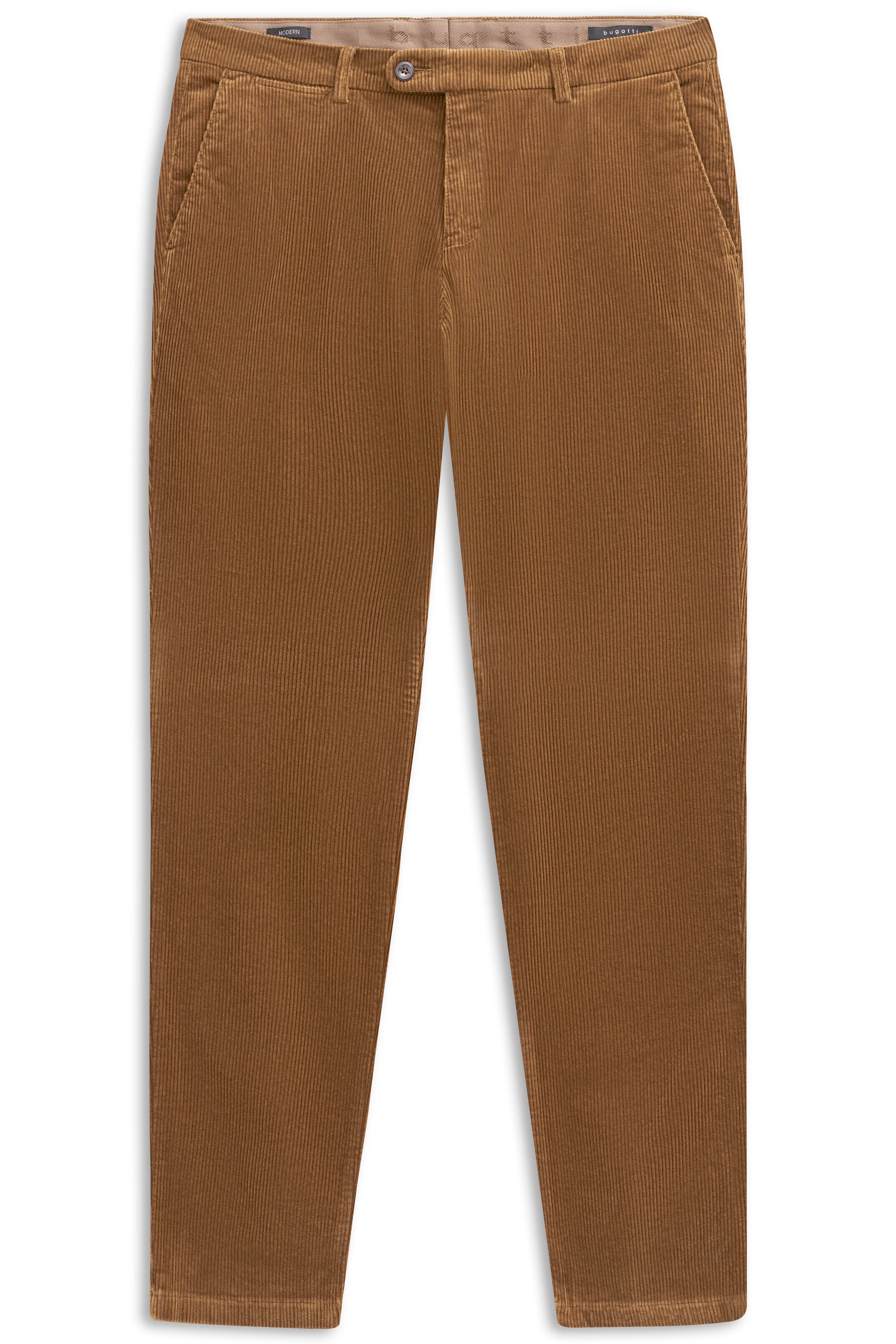 Herren Cordhose in Braun, Bügelbild, bugatti, eleganter Look, hochwertige Materialien, zeitlose Raffinesse.