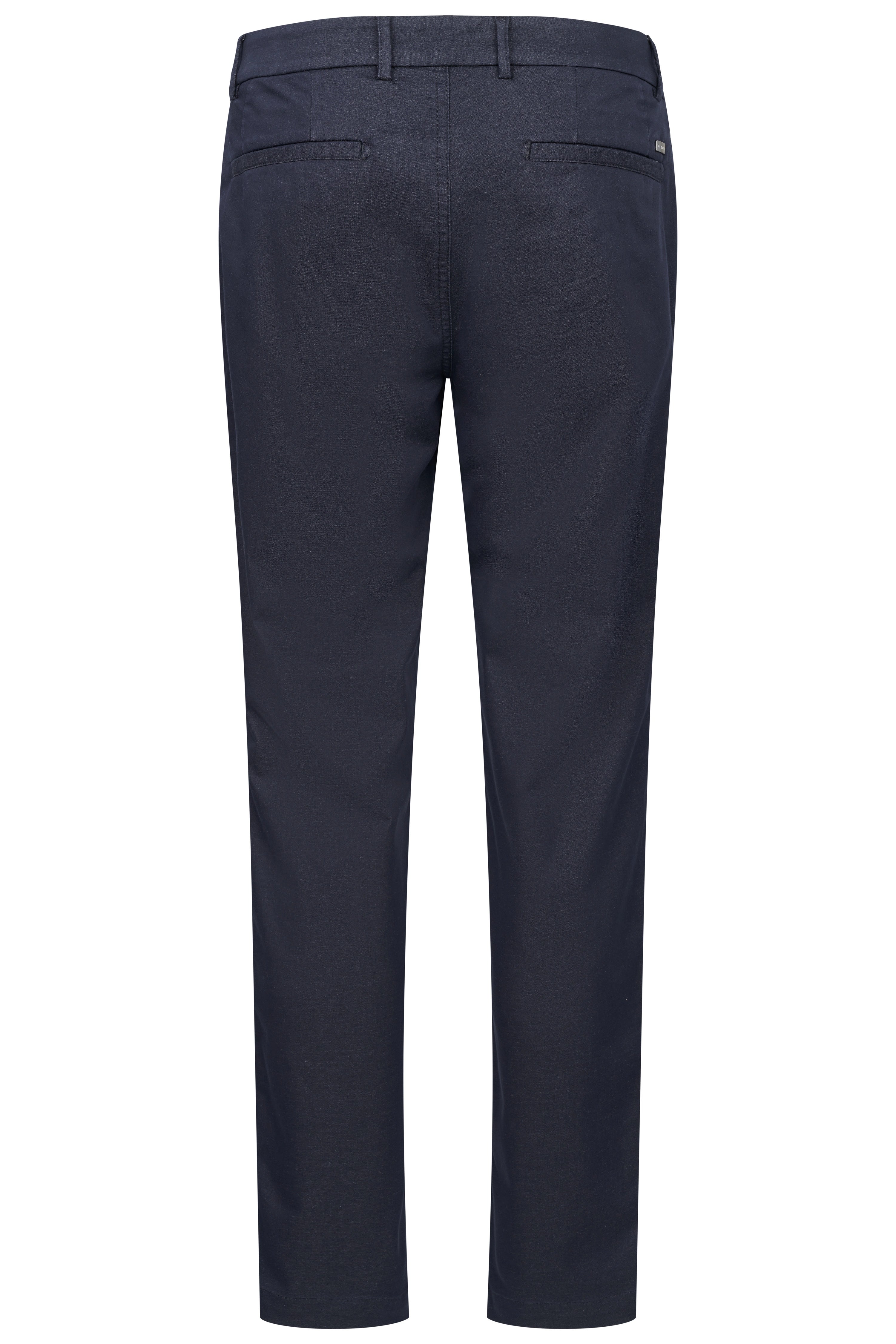 Dunkelblaue bugatti Hose, klassisches Design, Rückansicht, legeres Büstenbild.