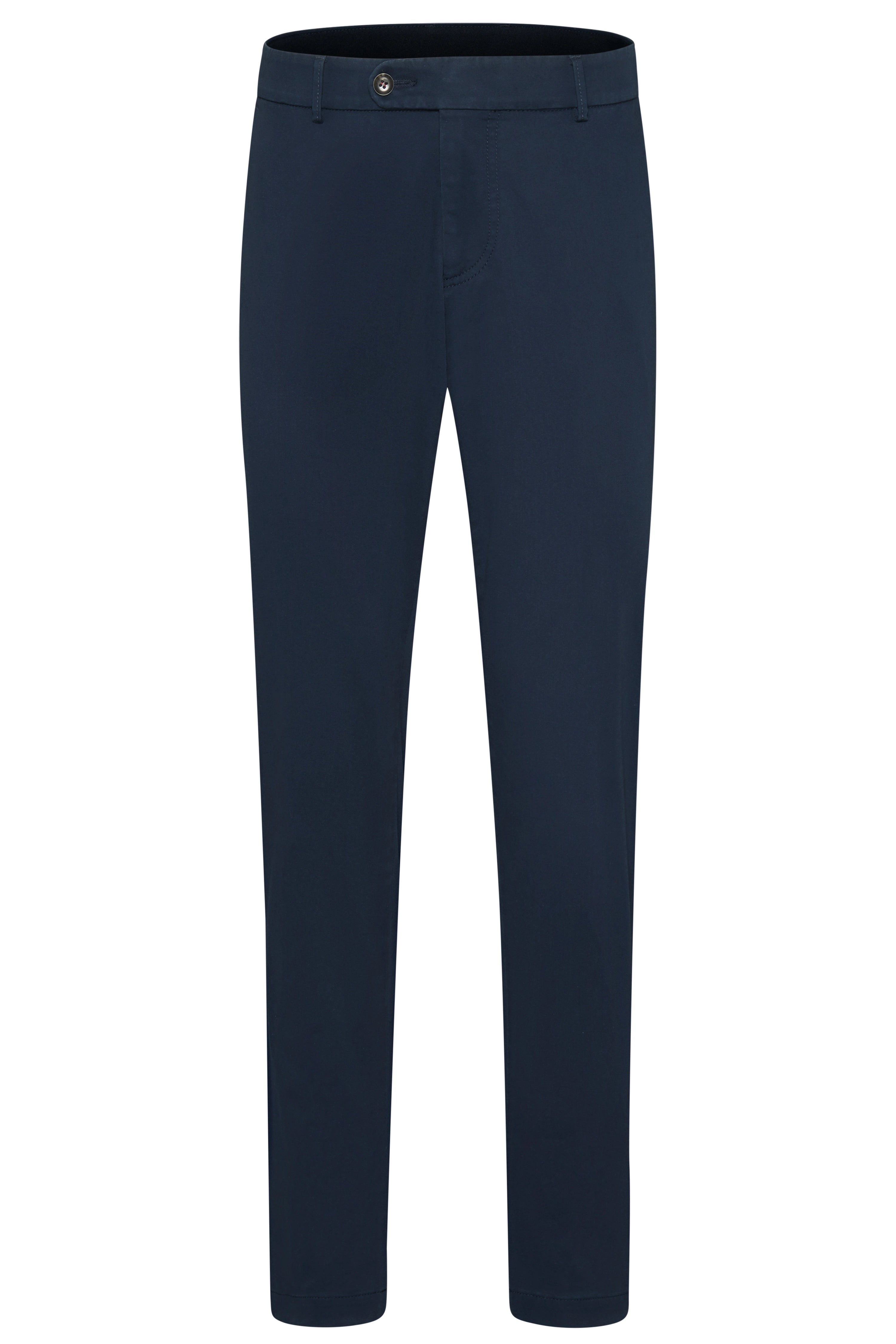 Donkerblauwe bugatti broek, klassiek design, busteweergave.