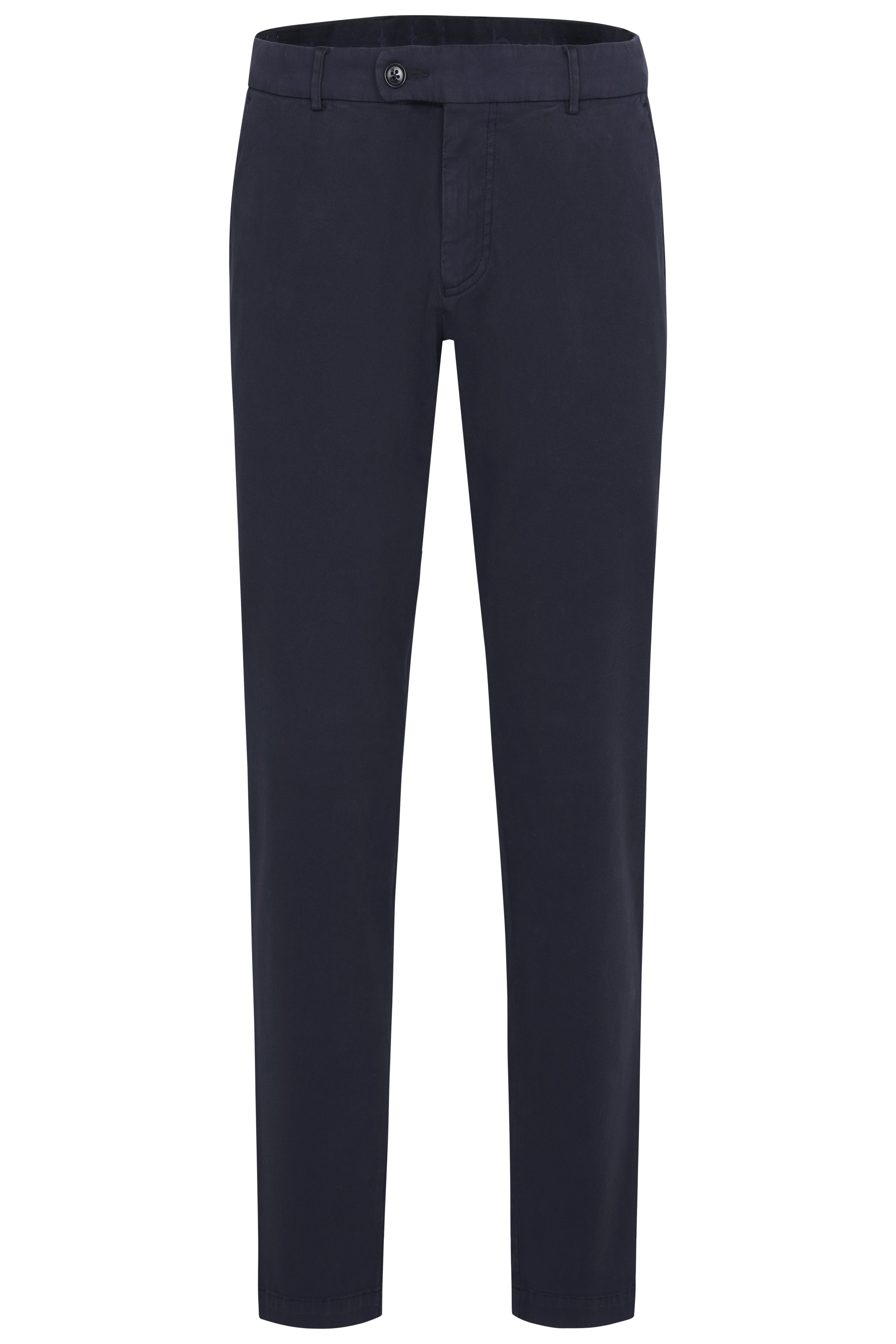 Dark blue bugatti chinos, casually displayed, perfect for stylish everyday looks.