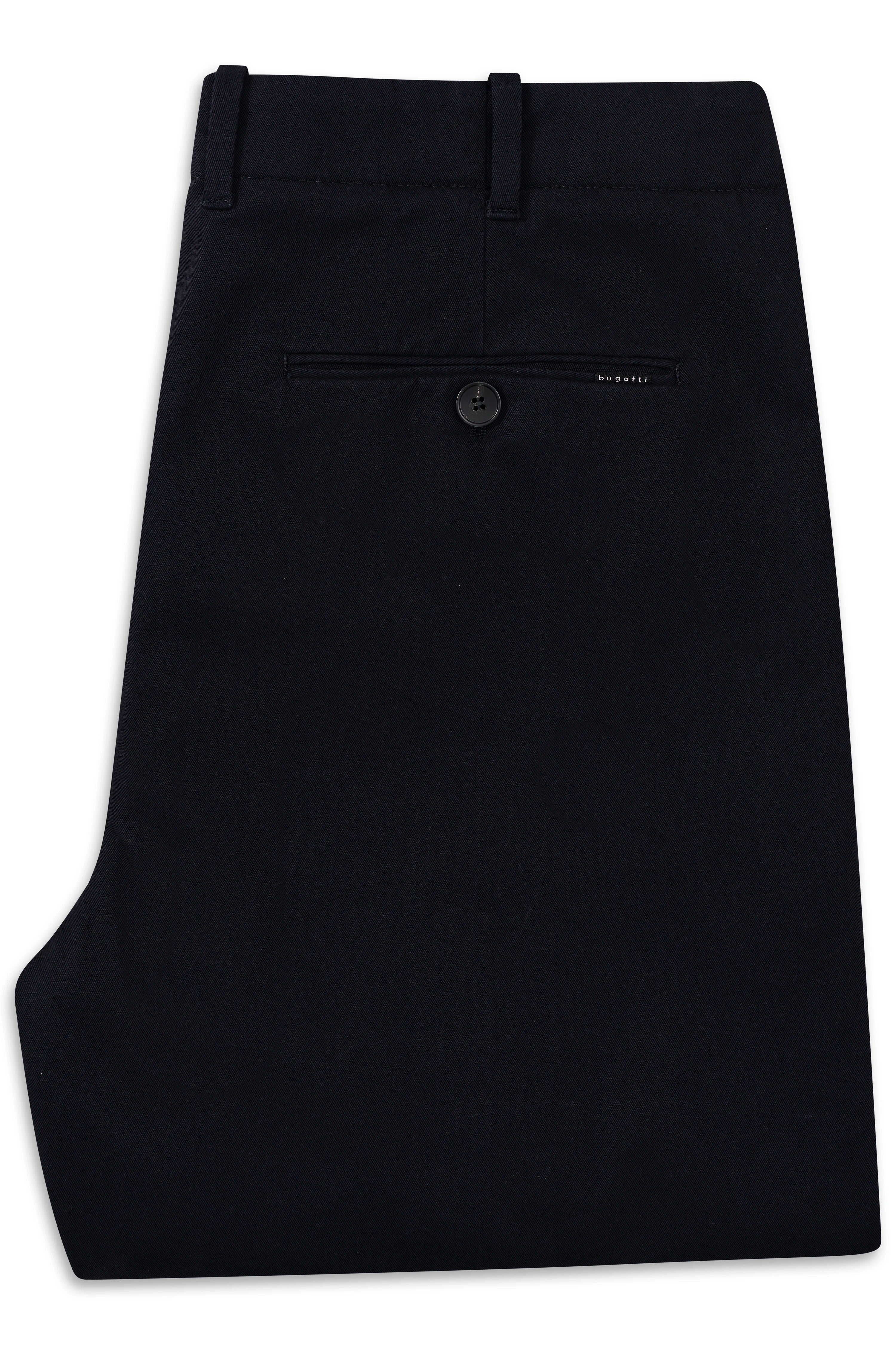 Schwarze bugatti Anzughose, Bügelbild, elegantes Design, hochwertige Verarbeitung.