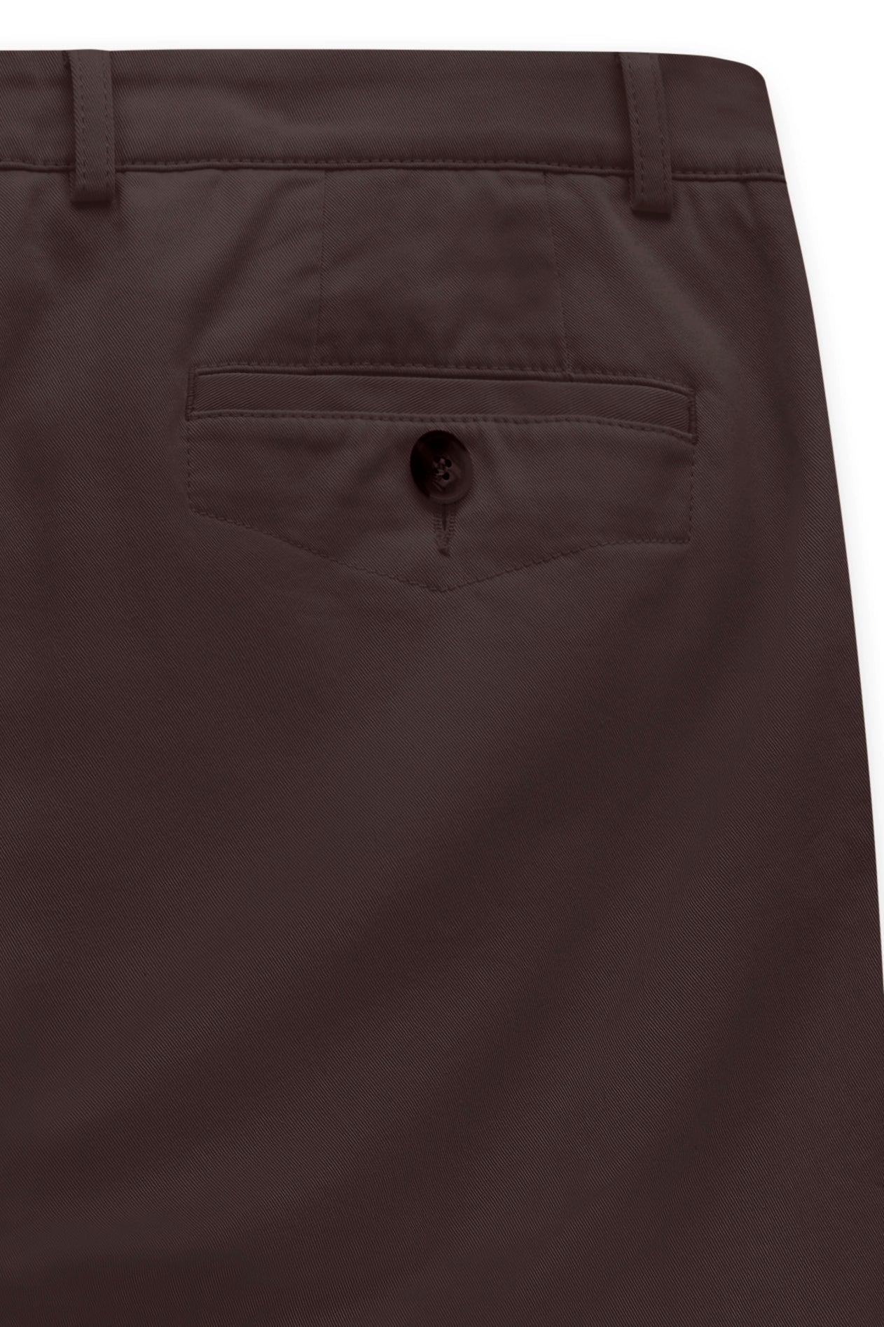 Dunkelbraune bugatti Hose, Rückansicht, Detailaufnahme der Gesäßtasche.