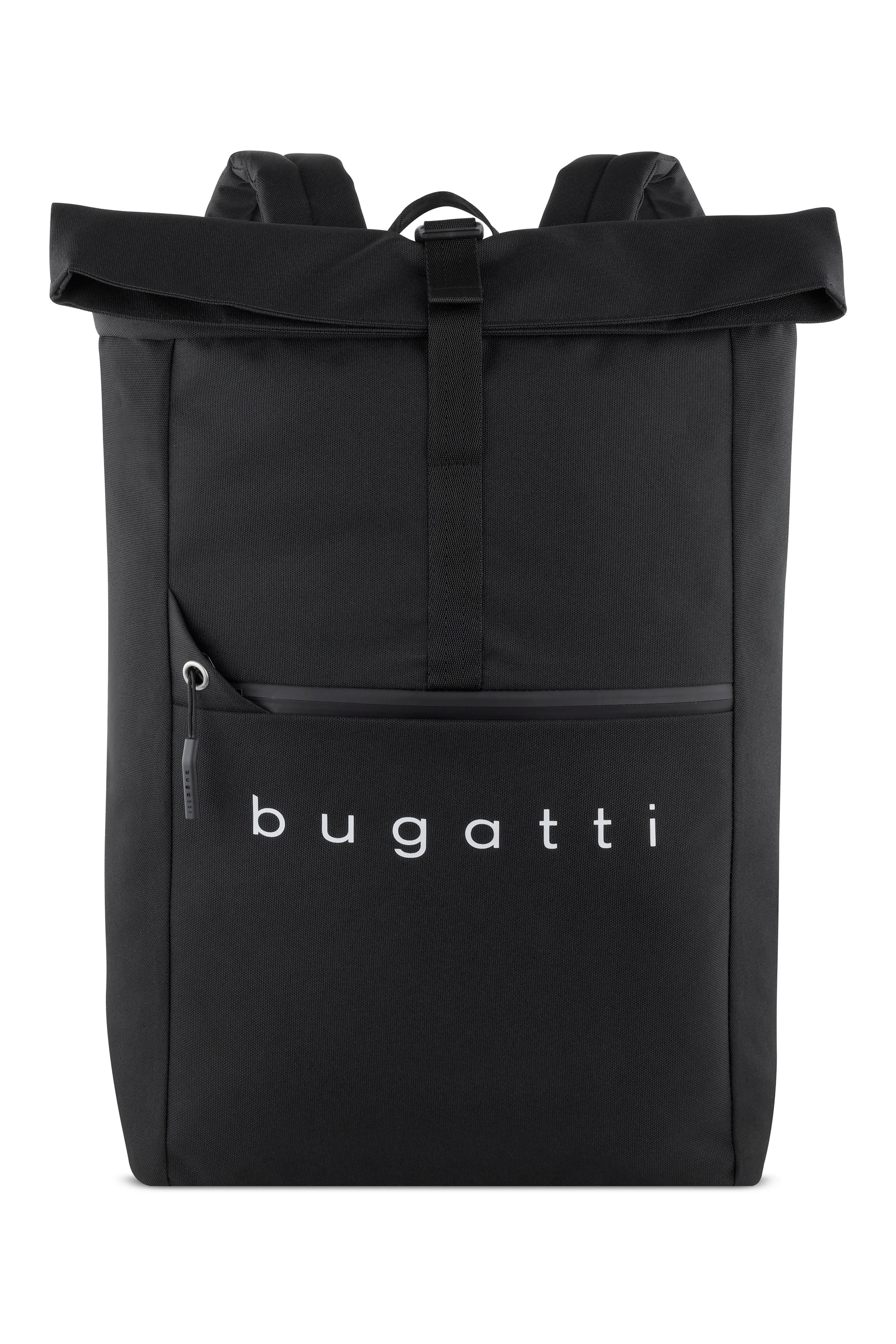 bugatti rolling 15 laptop backpack Blanc DeLight with Rolltop Schwarz - Rolltop Backpack Backpack features a padded laptop section that fits most 15.6 laptops to help prevent damage during travel Bugatti Blake Business Backpack -
