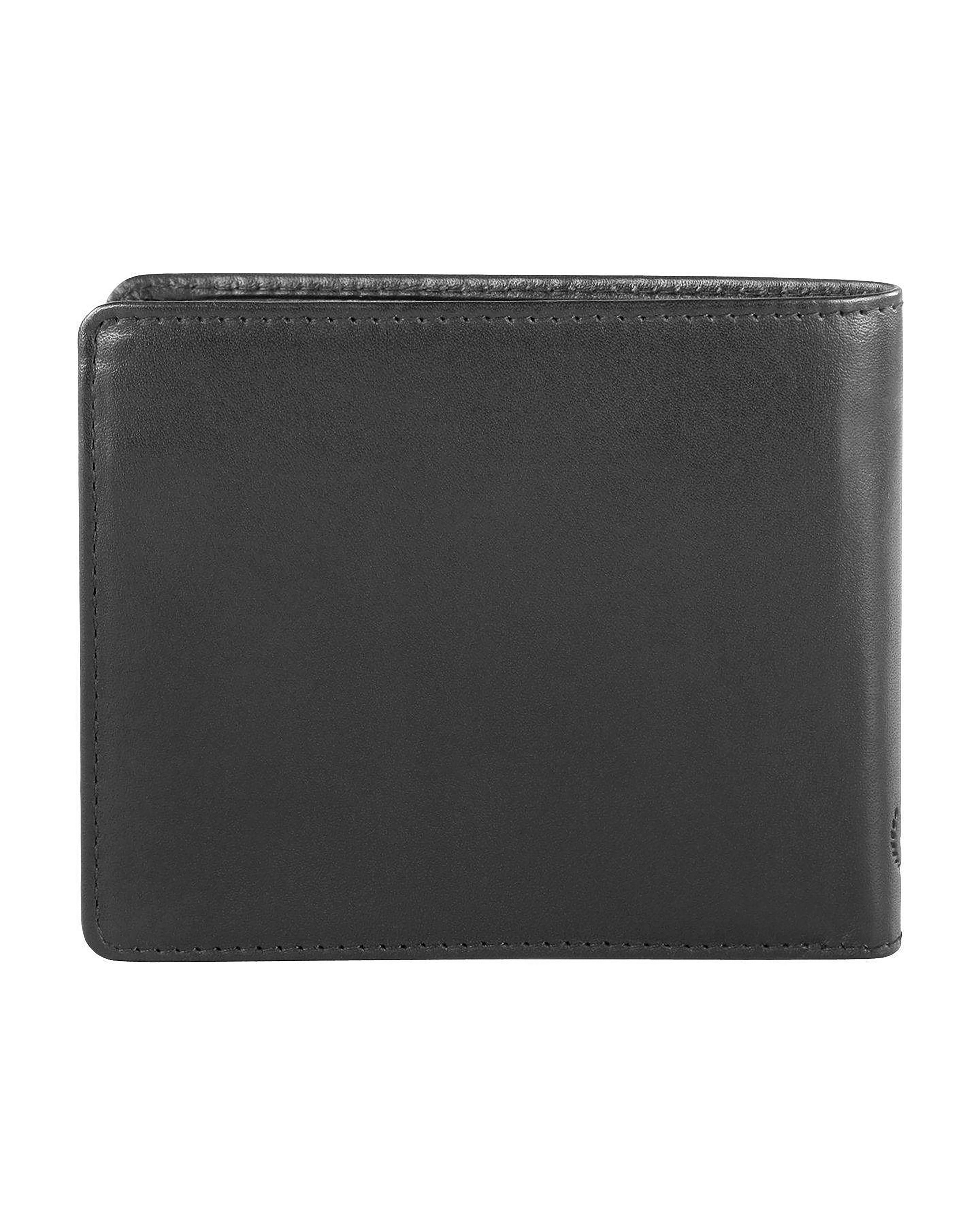 Schwarze bugatti Geldbörse aus Leder, schlichtes Design, Produktbild ohne Model.