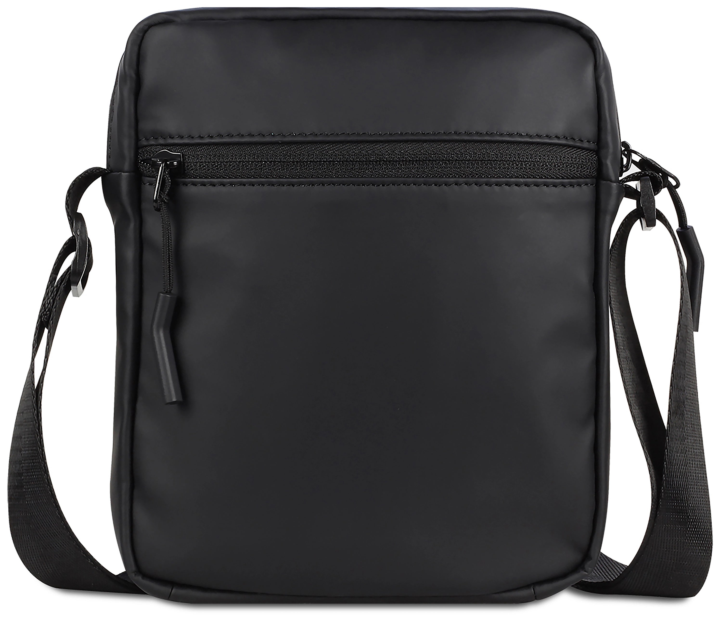 Black bugatti crossbody bag, sleek design, detail shots, high-quality material.