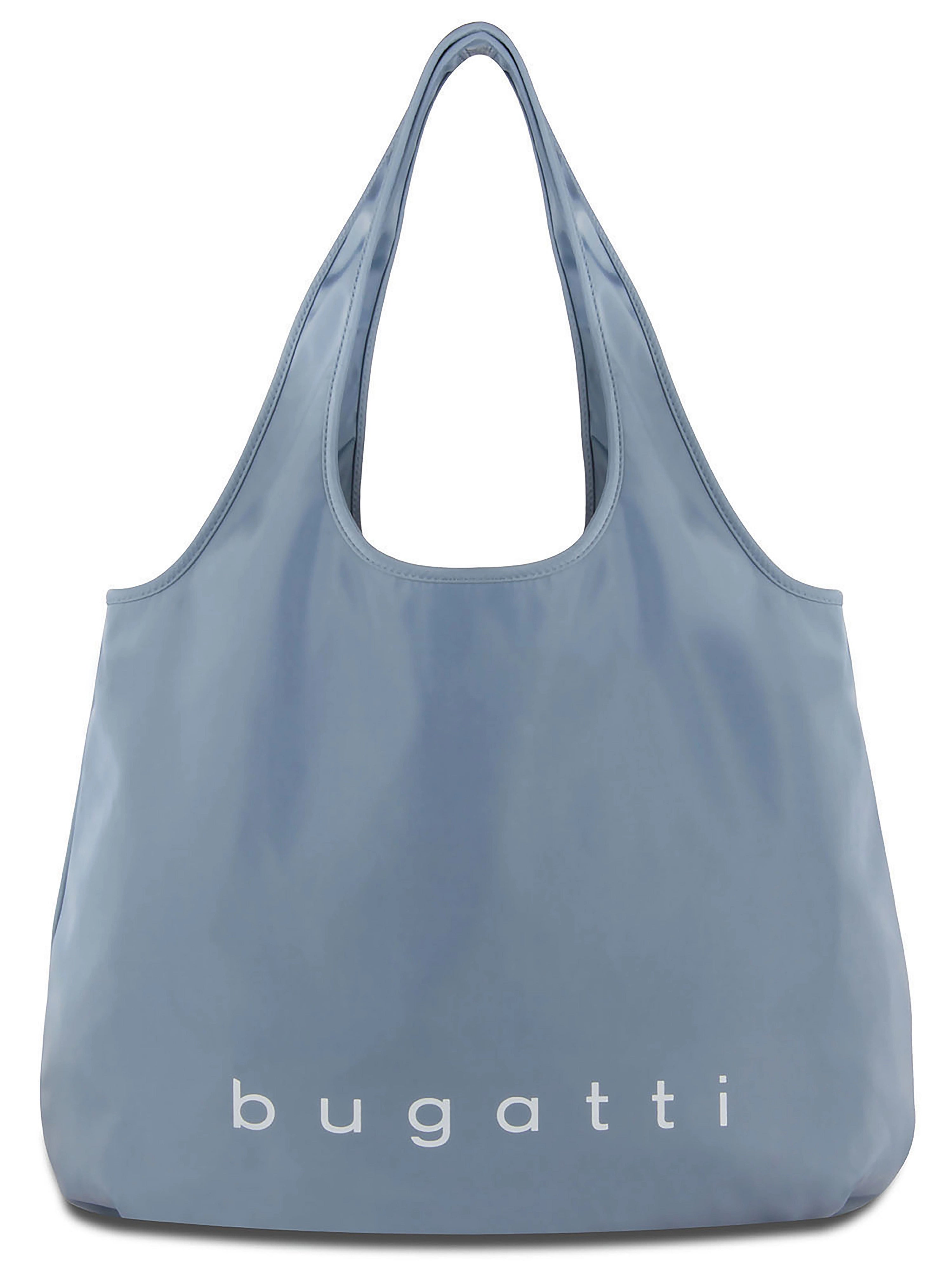 Bugatti Tasche in Hellblau, minimalistisches Design, Legerbild.