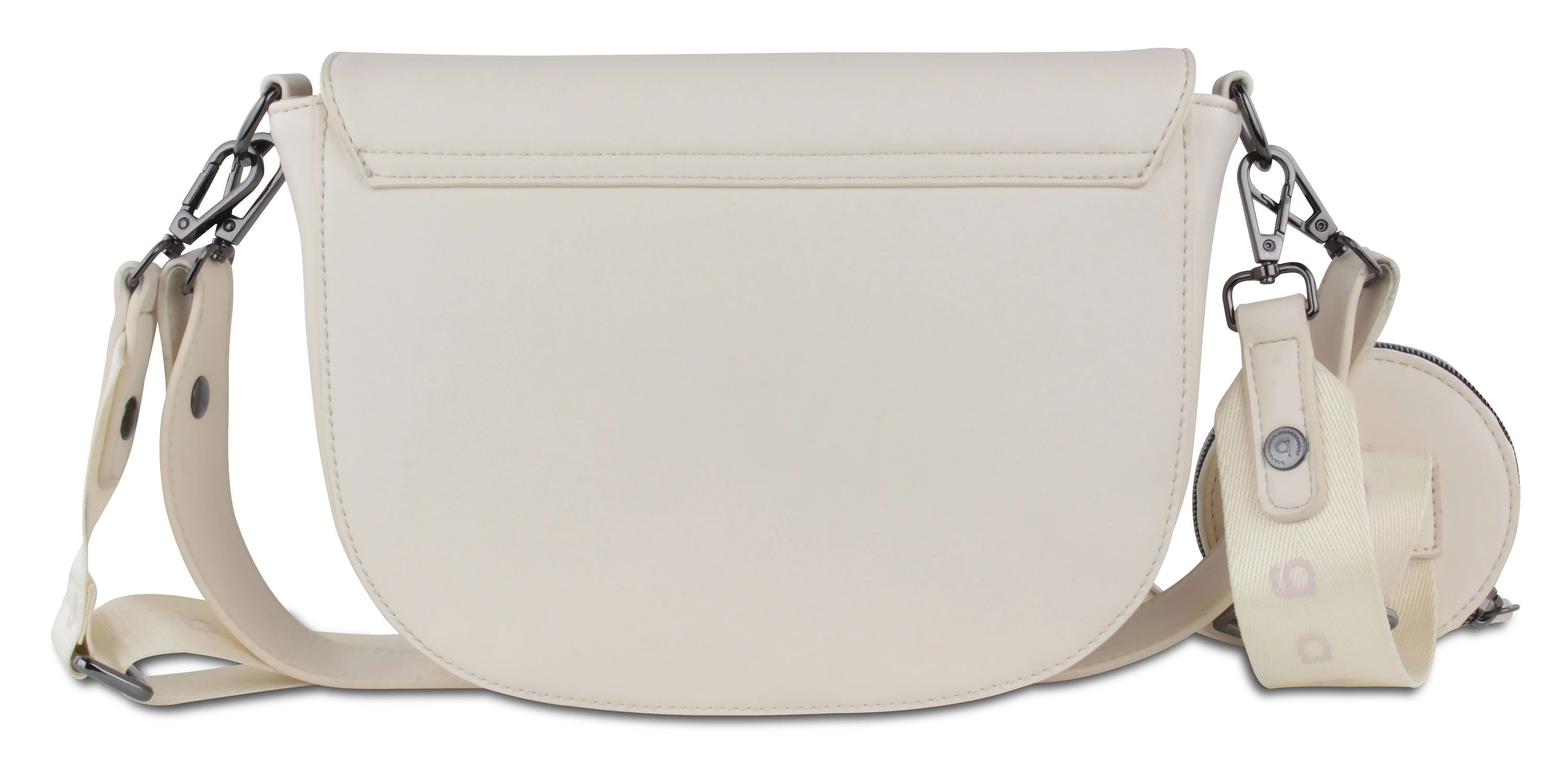 bugatti crossbody bag in cream with adjustable strap, elegant design, bust view.