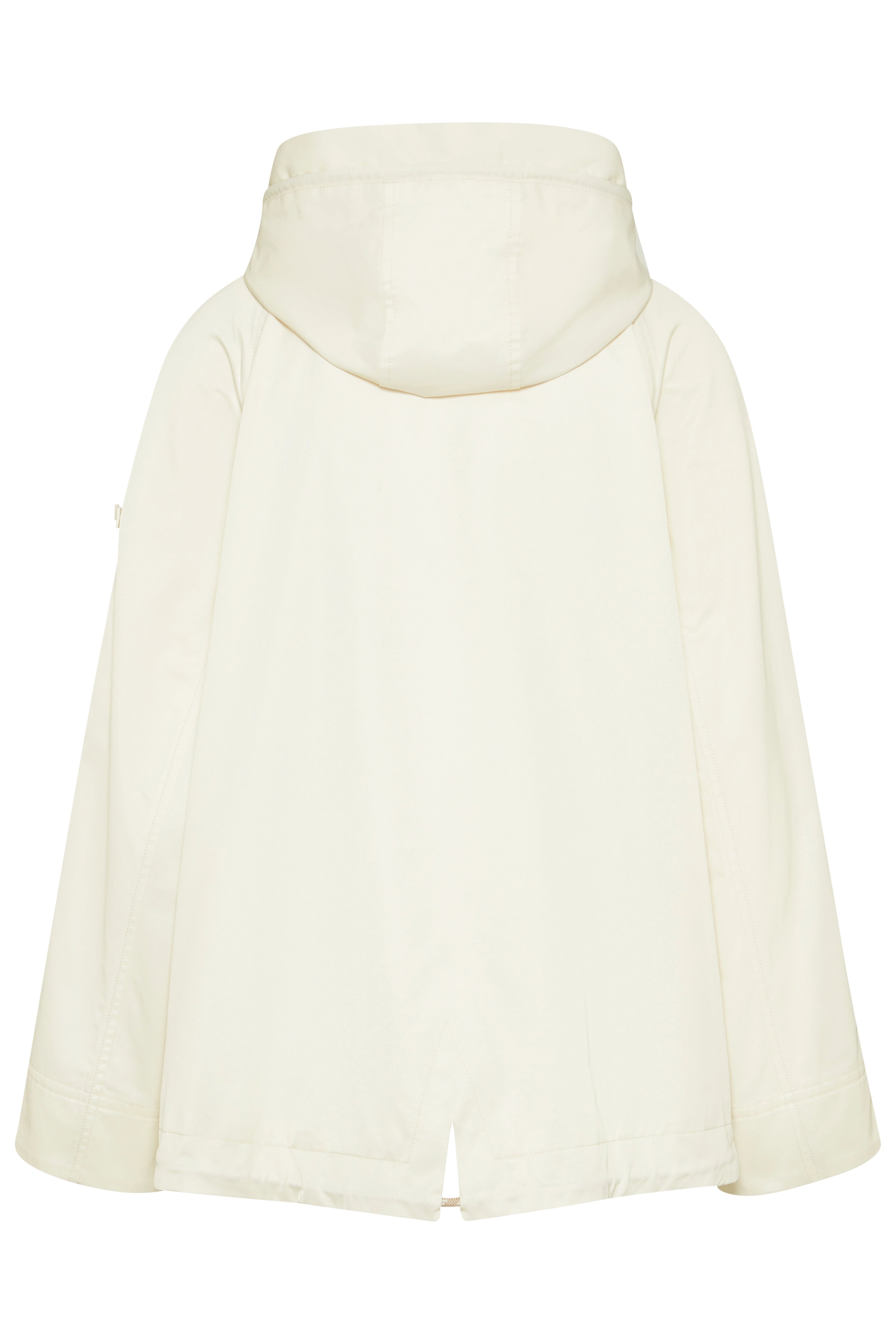 bugatti cremefarbene Jacke mit Kapuze, Kordelzug und Taschen, Büstenbild.