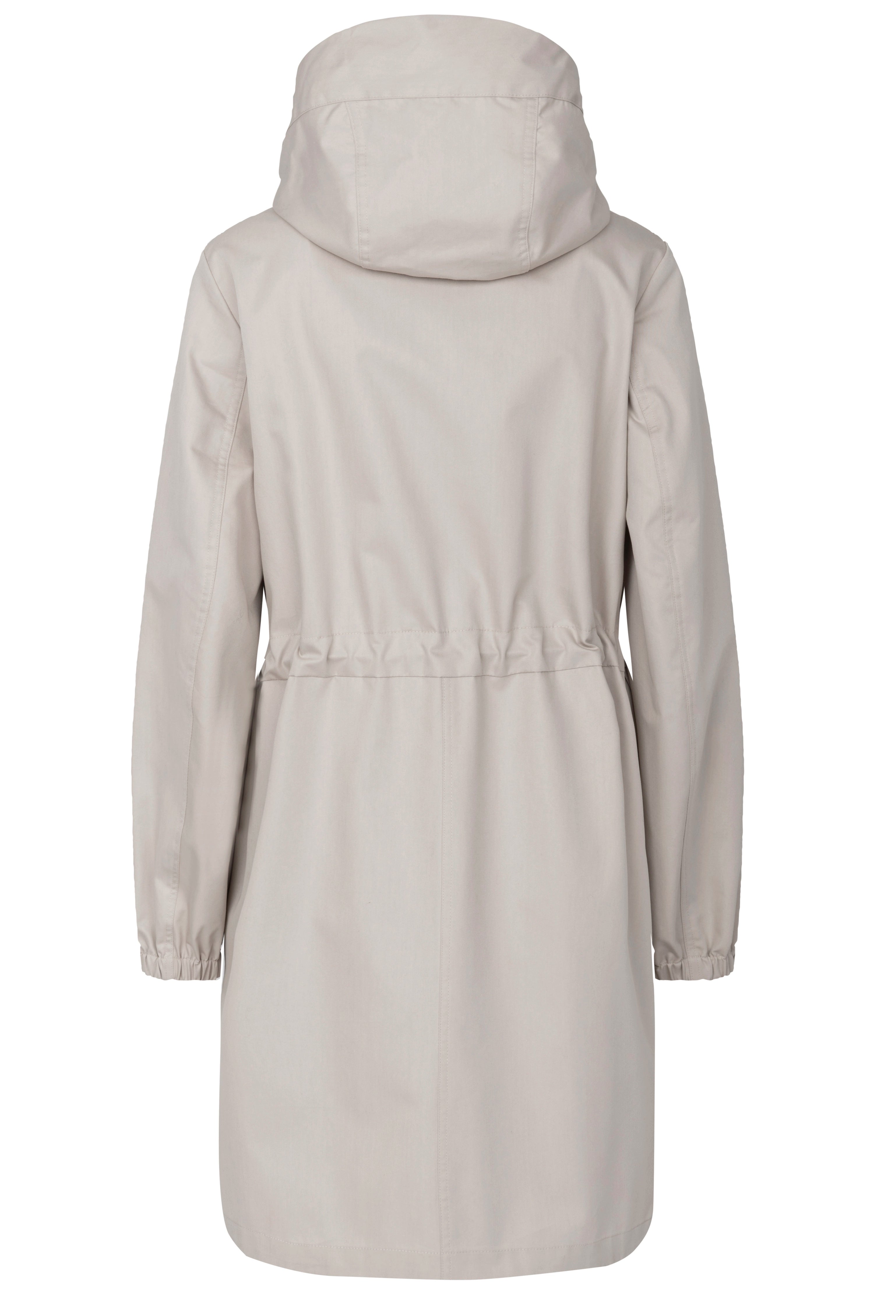 Beige bugatti parka with hood, relaxed fit, back view.