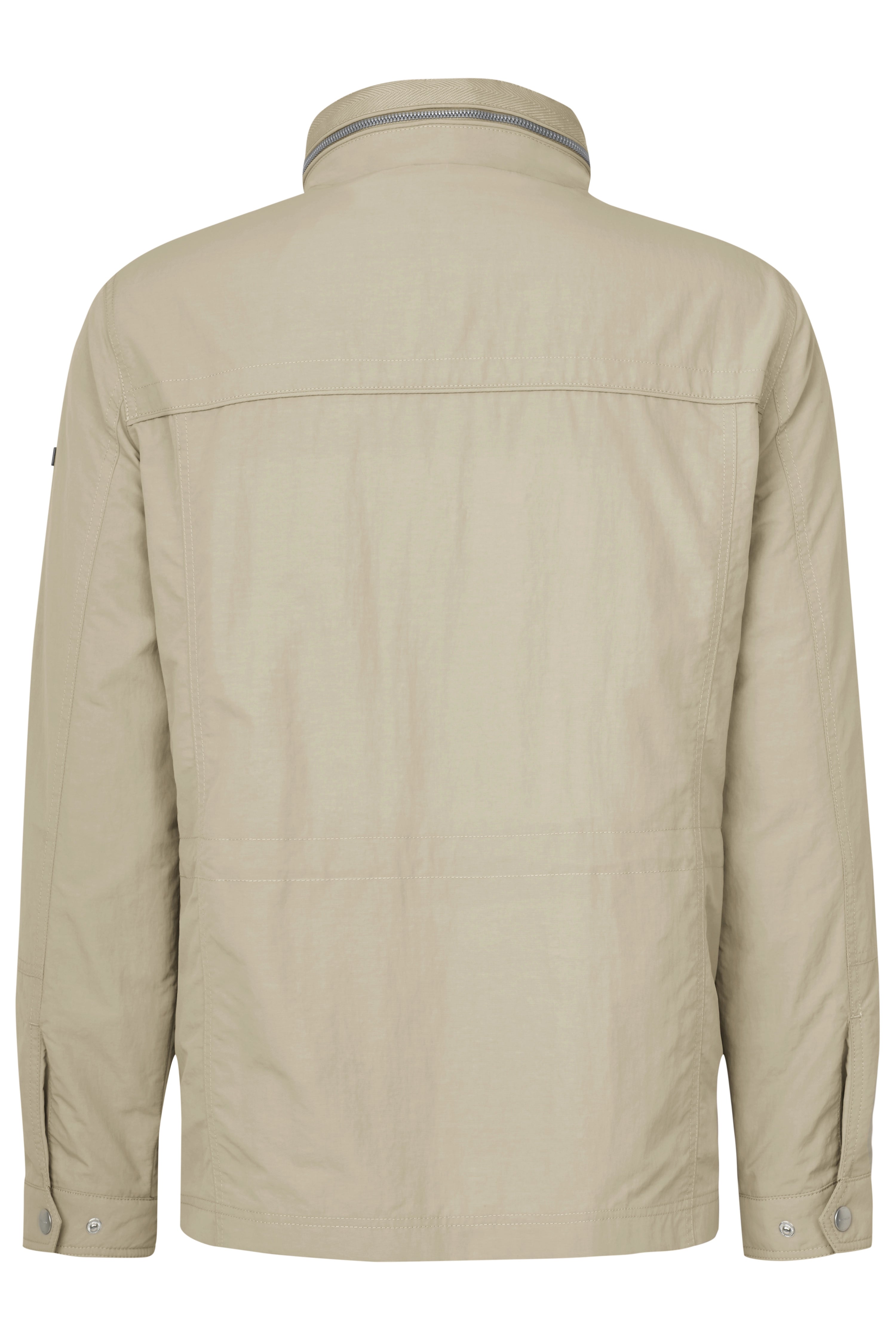 Beige bugatti Jacke, Rückansicht, legeres Design, hochwertige Materialien, zeitloser Stil.