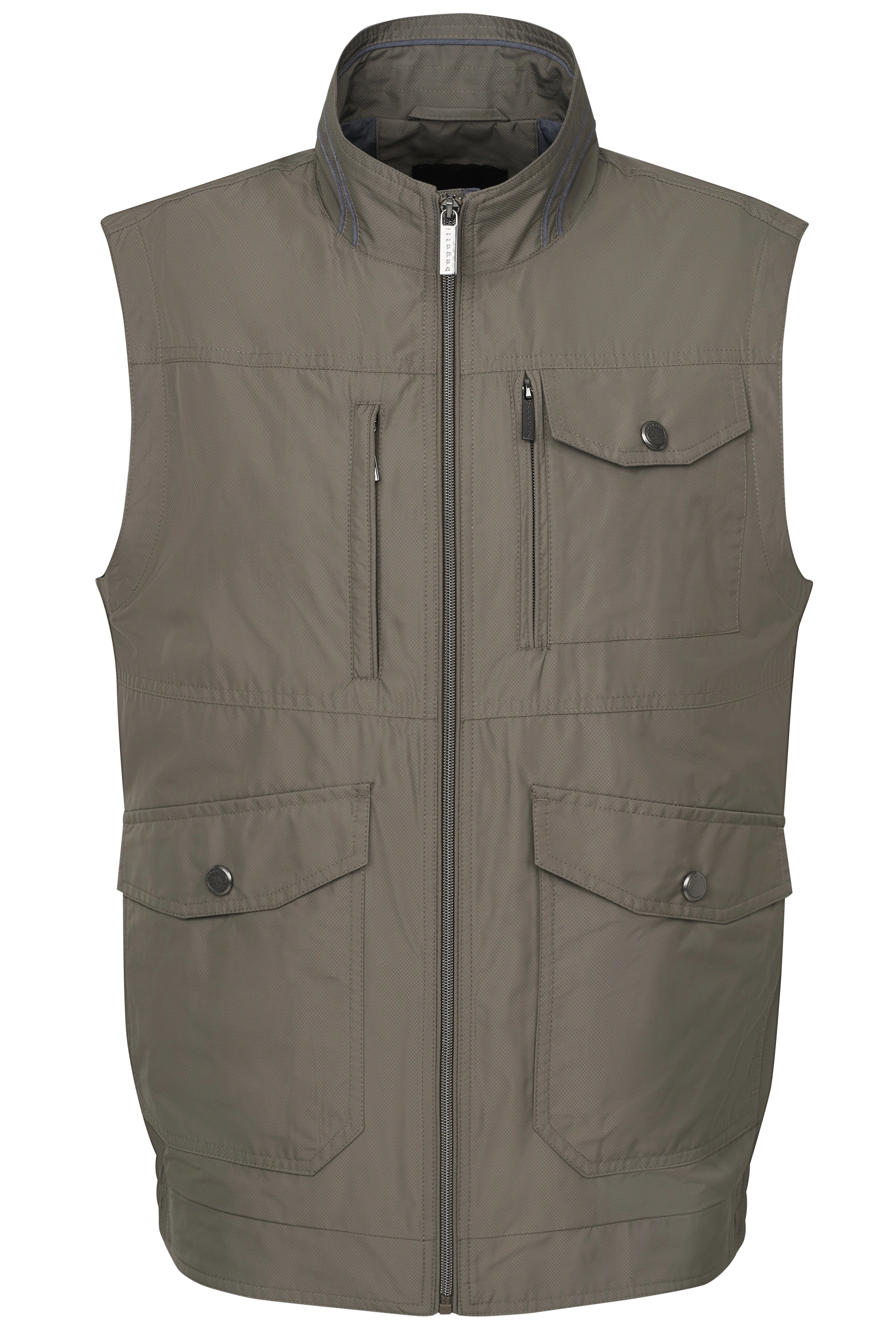 Khaki bugatti vest with zipper and pockets