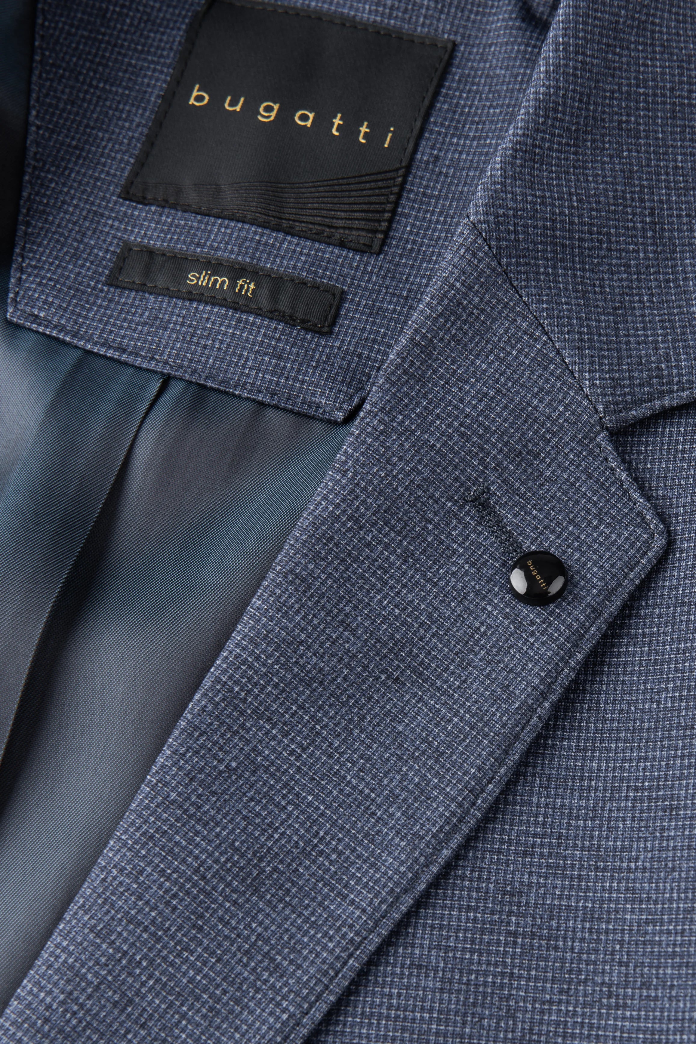 bugatti colbert in blauw, fijn patroon, slim fit, busteweergave.