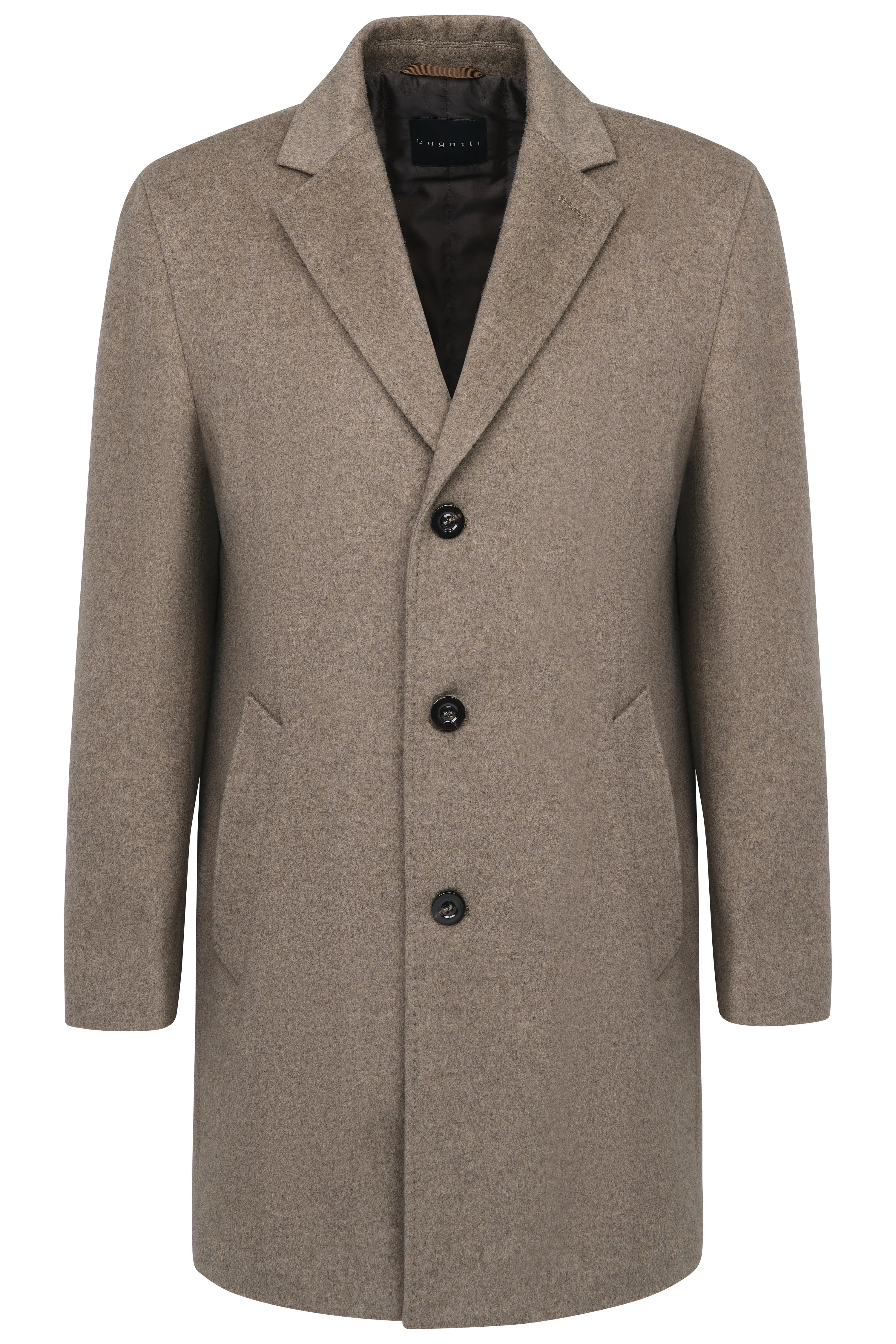 Beige bugatti men's coat, classic cut, bust view.