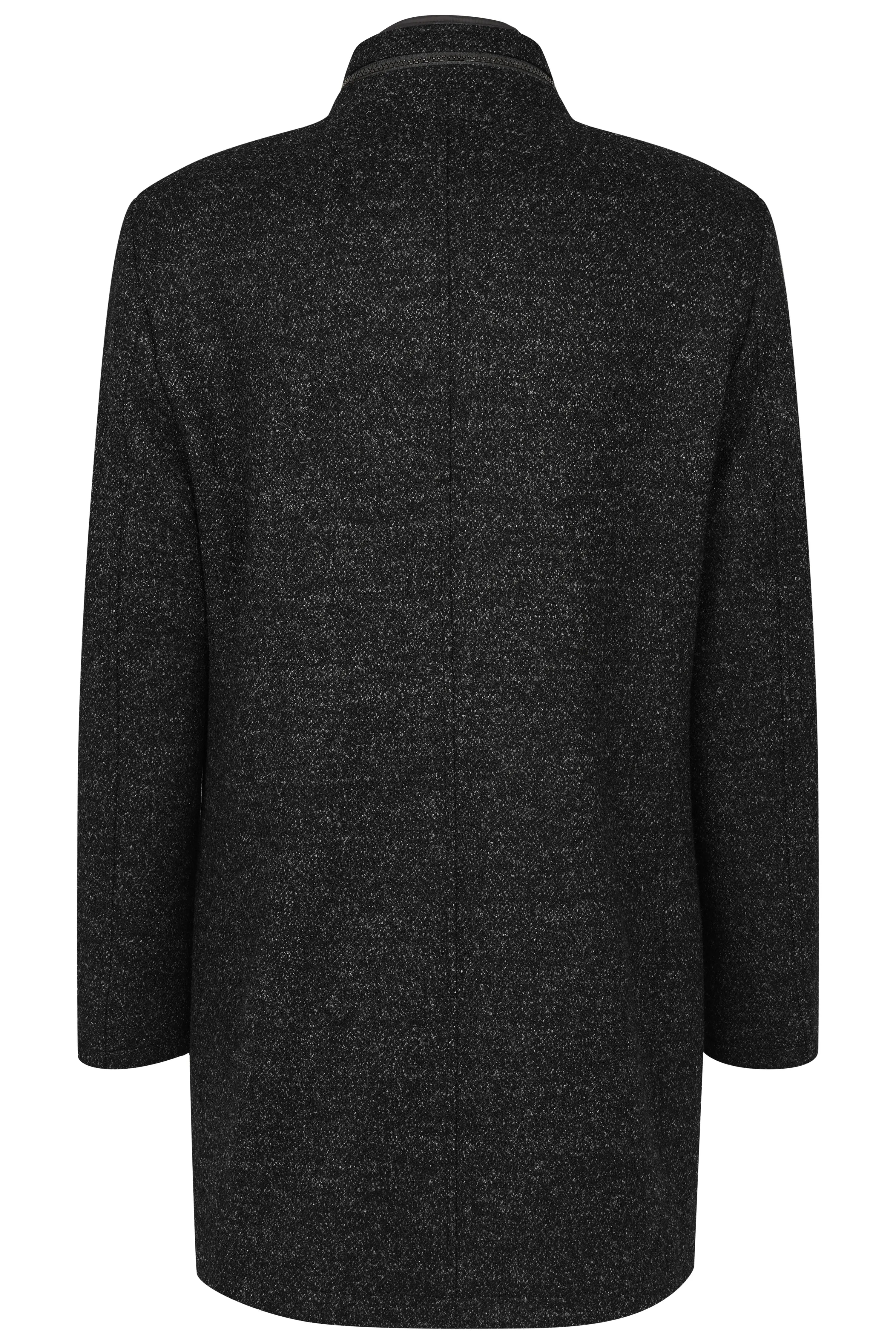 Gray bugatti coat, back view, elegant design, high-quality materials, timeless sophistication.